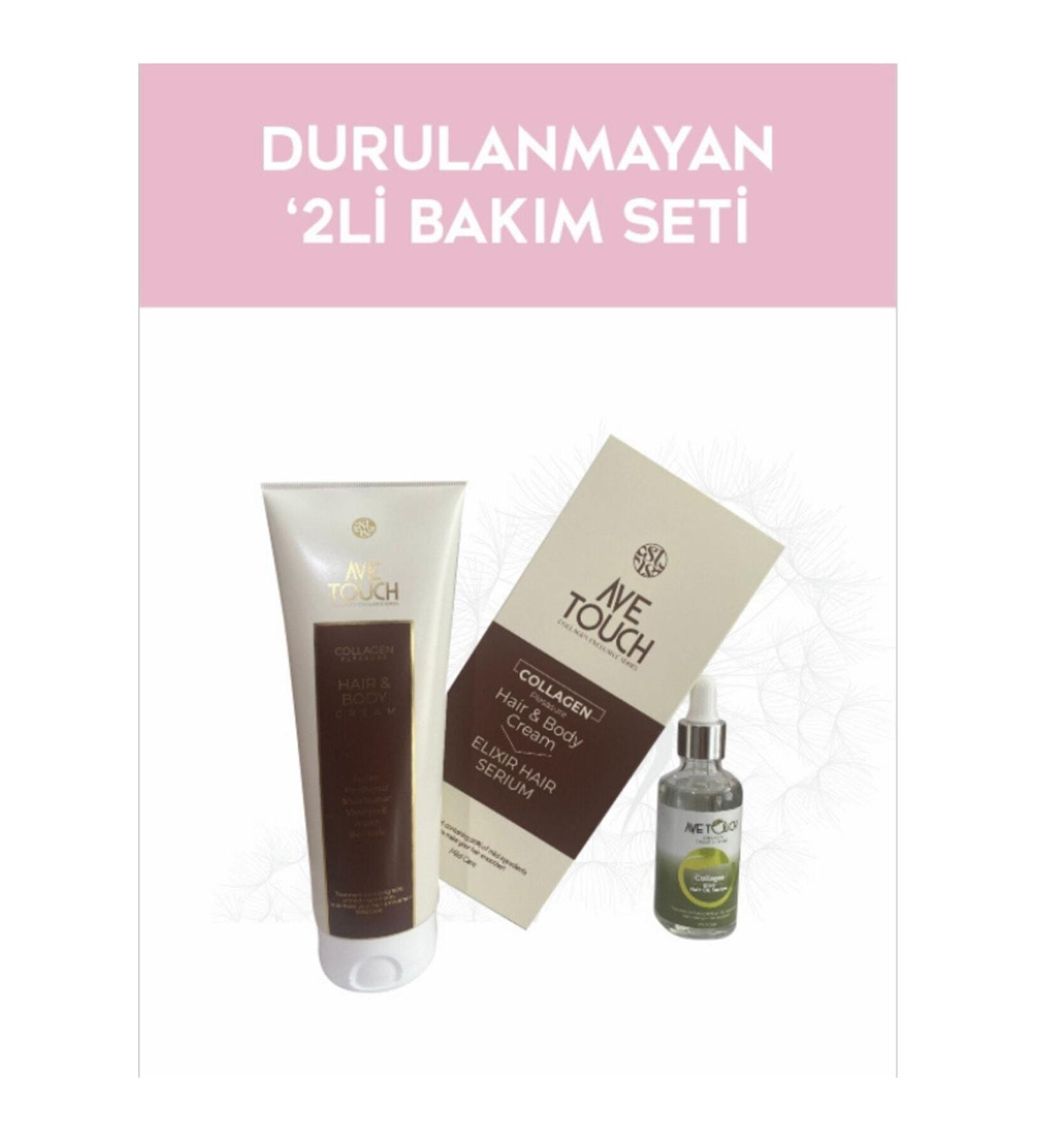 AVE TOUCH Collagen Hair & Body Cream 200 ml & Collagen Elixir Hair Oil Gift Set