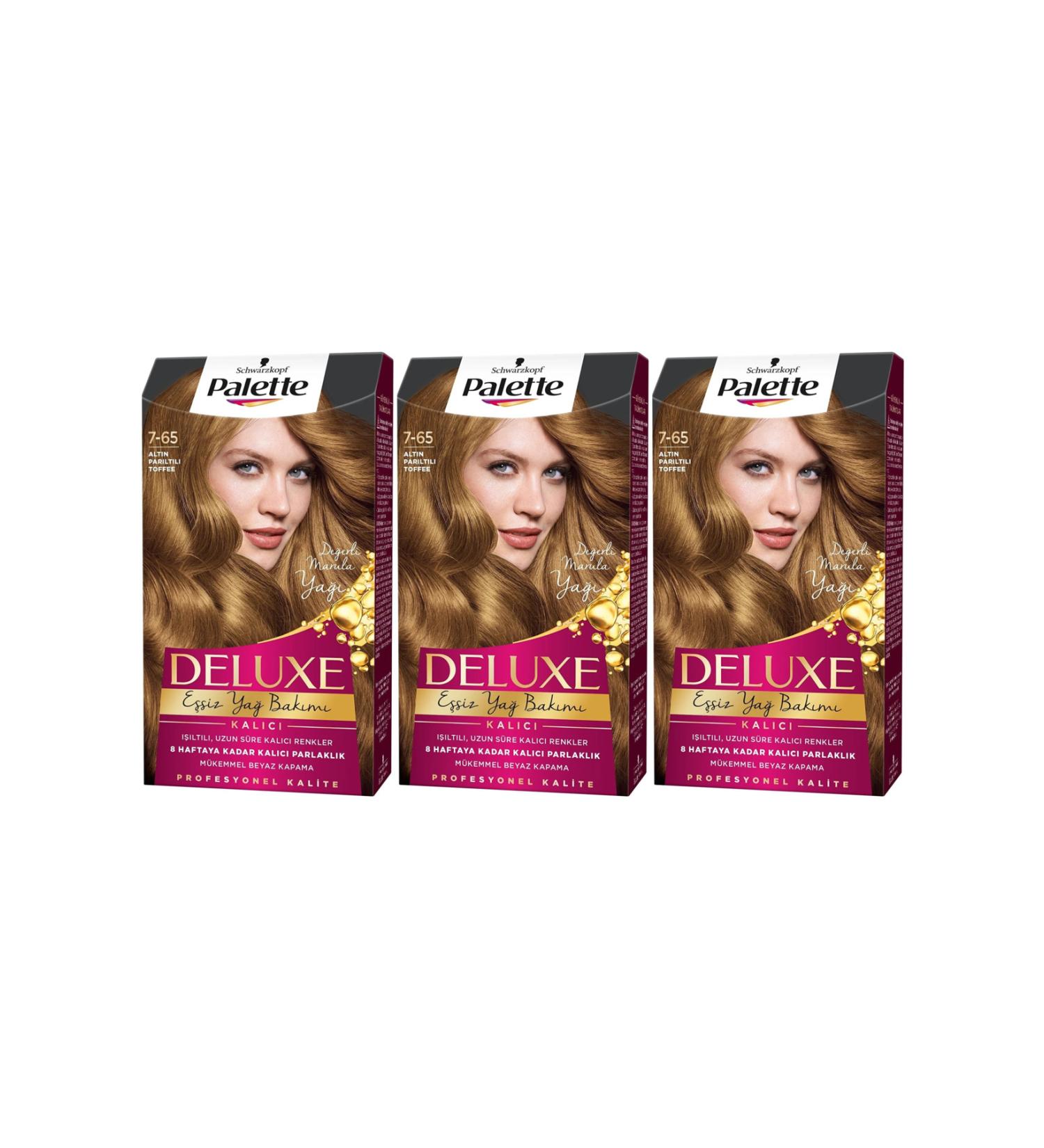 Palette Deluxe Hair Dye 7-65 Gold Glitter Toffee Set of 3