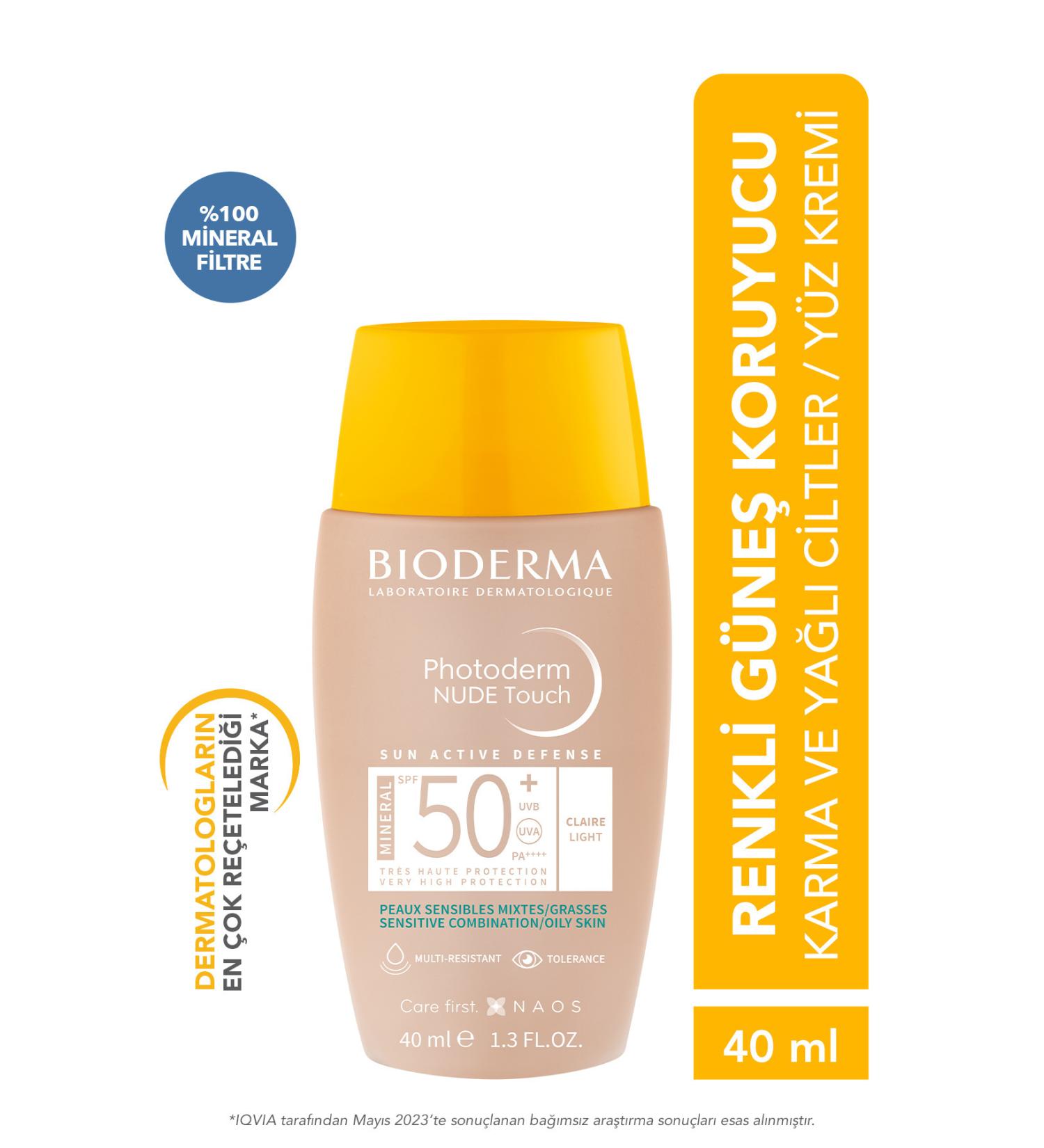 Bioderma Nude Touch Spf 50+ Light Combination Skin Protection Tinted Sun Cream 40 ml 909