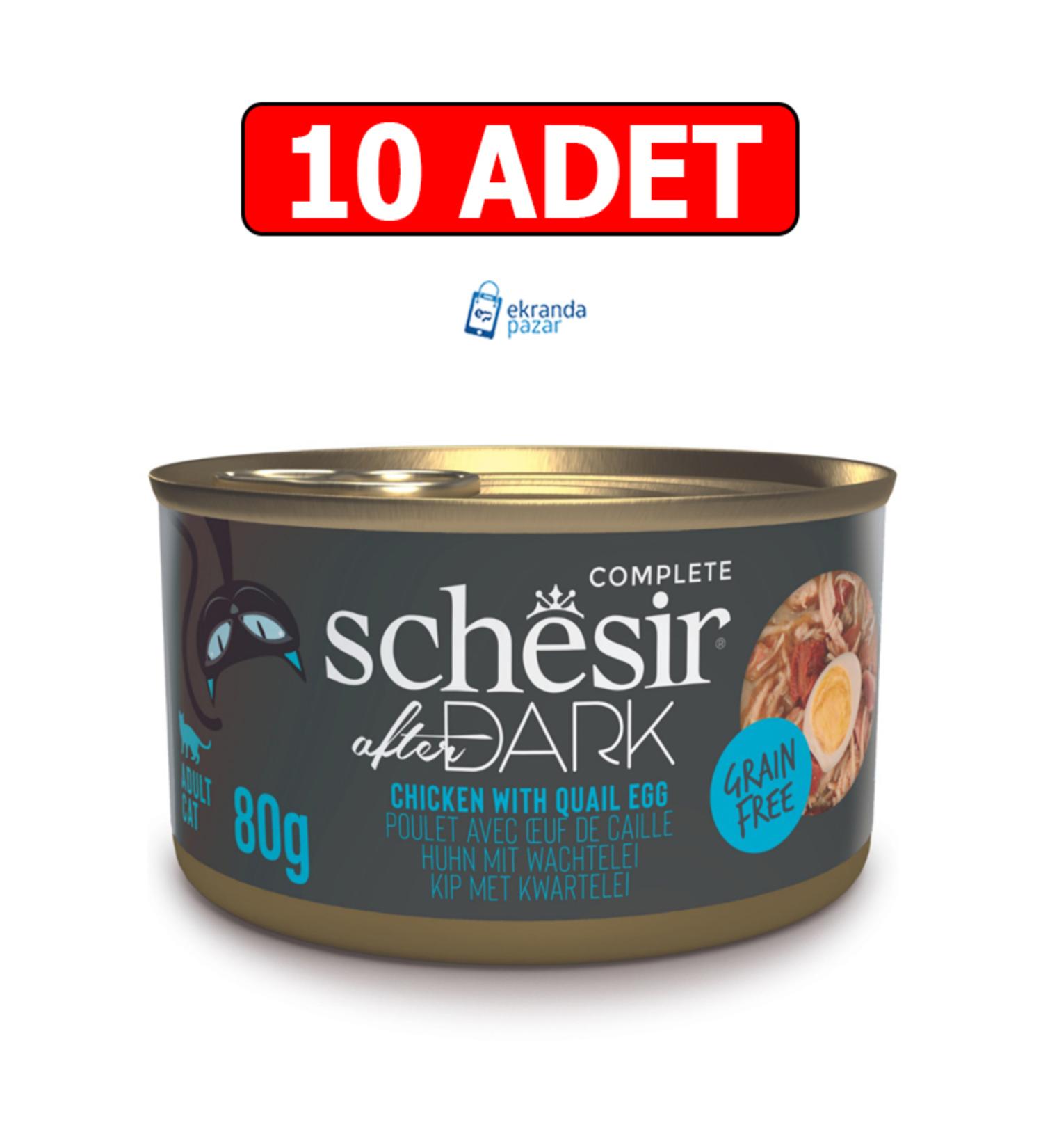 Schesir after dark grain-free chicken and quail egg broth cat canned food 80gr 10pcs
