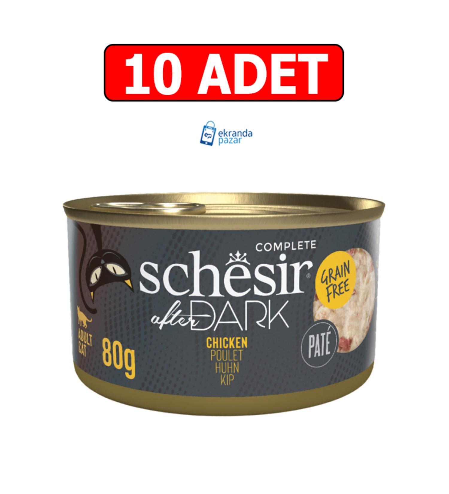 Schesir after dark grain-free pate chicken cat canned food 80gr 10pcs adult cat wet food puree paste