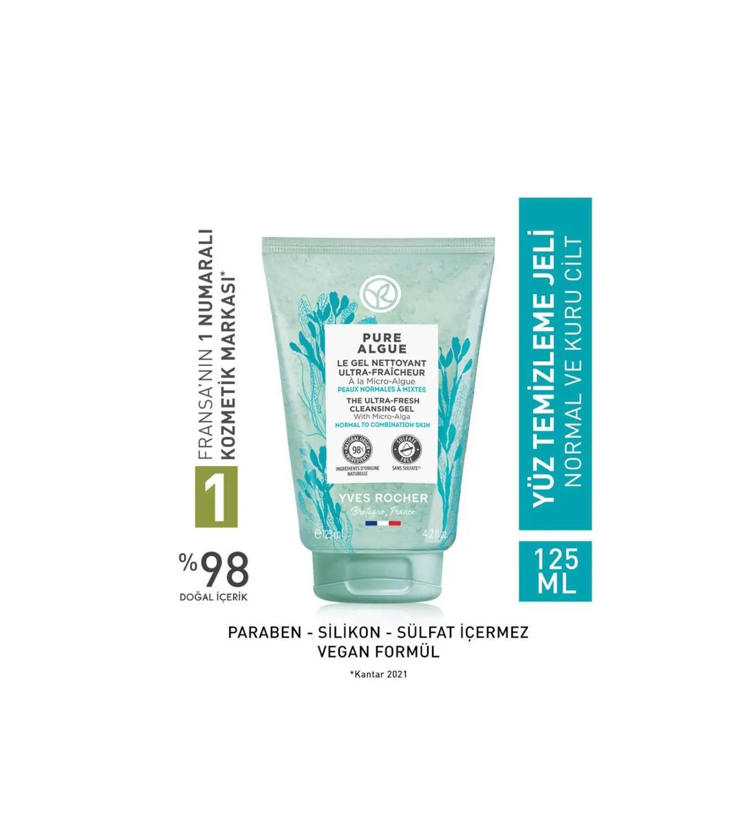 Yves Rocher Pure Algue Prebiotic Face Wash Gel for Normal and Dry Skin 125ml - Buy Online on GoSupps.com