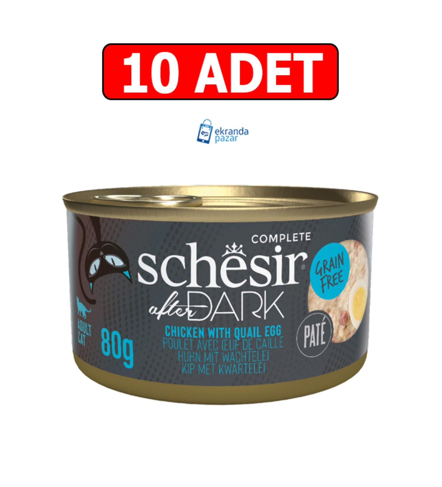 Schesir after dark grain-free pate quail egg chicken cat canned food 80gr 10pcs cat wet food