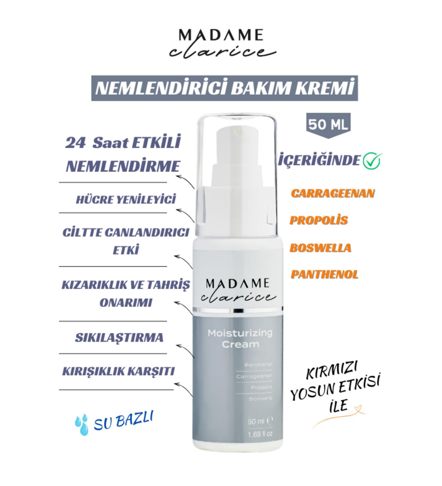 Madame Clarice 24 Hour Effective Face Cream Daily Intensive Moisturizer Skin Care Cream Suitable for All Skin Types 50 ml - Buy Online on GoSupps.com