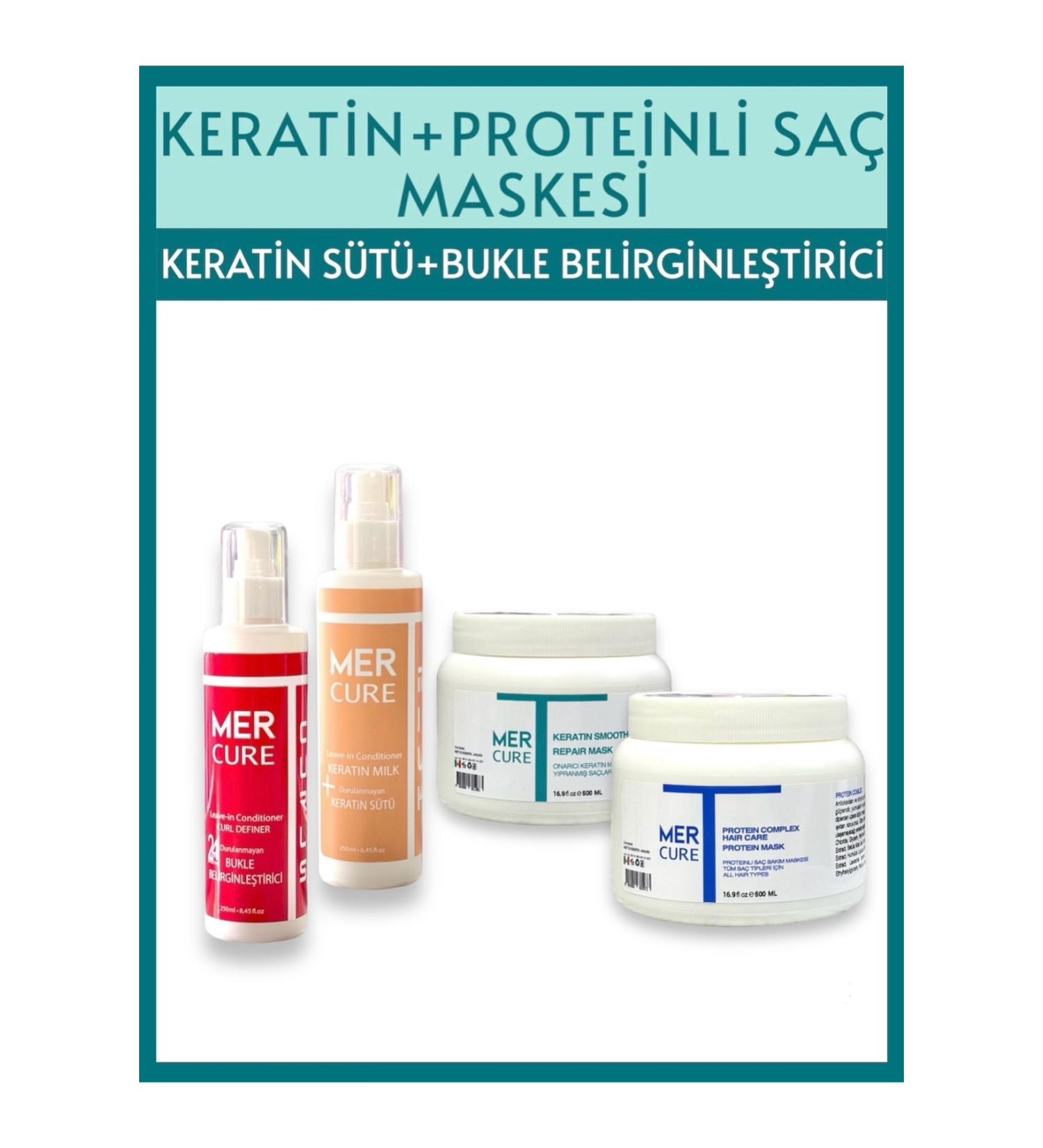 Mercure Professional Keratin and Protein Hair Mask + Keratin Milk + Curl Definer 4-Piece Set