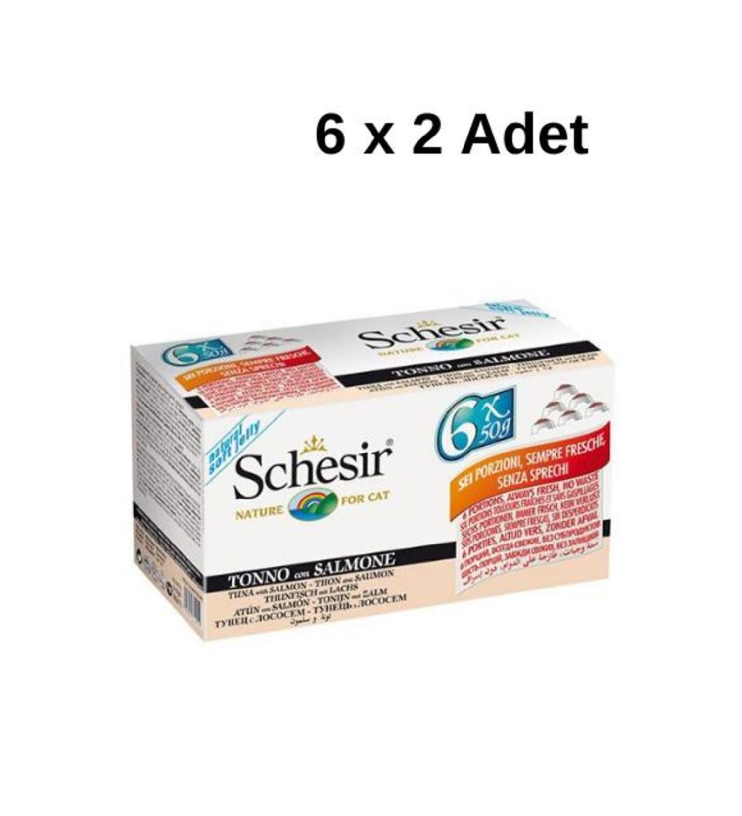 Schesir Multipack Salmon Cat Canned Food 50 gr X 6 Pieces X2