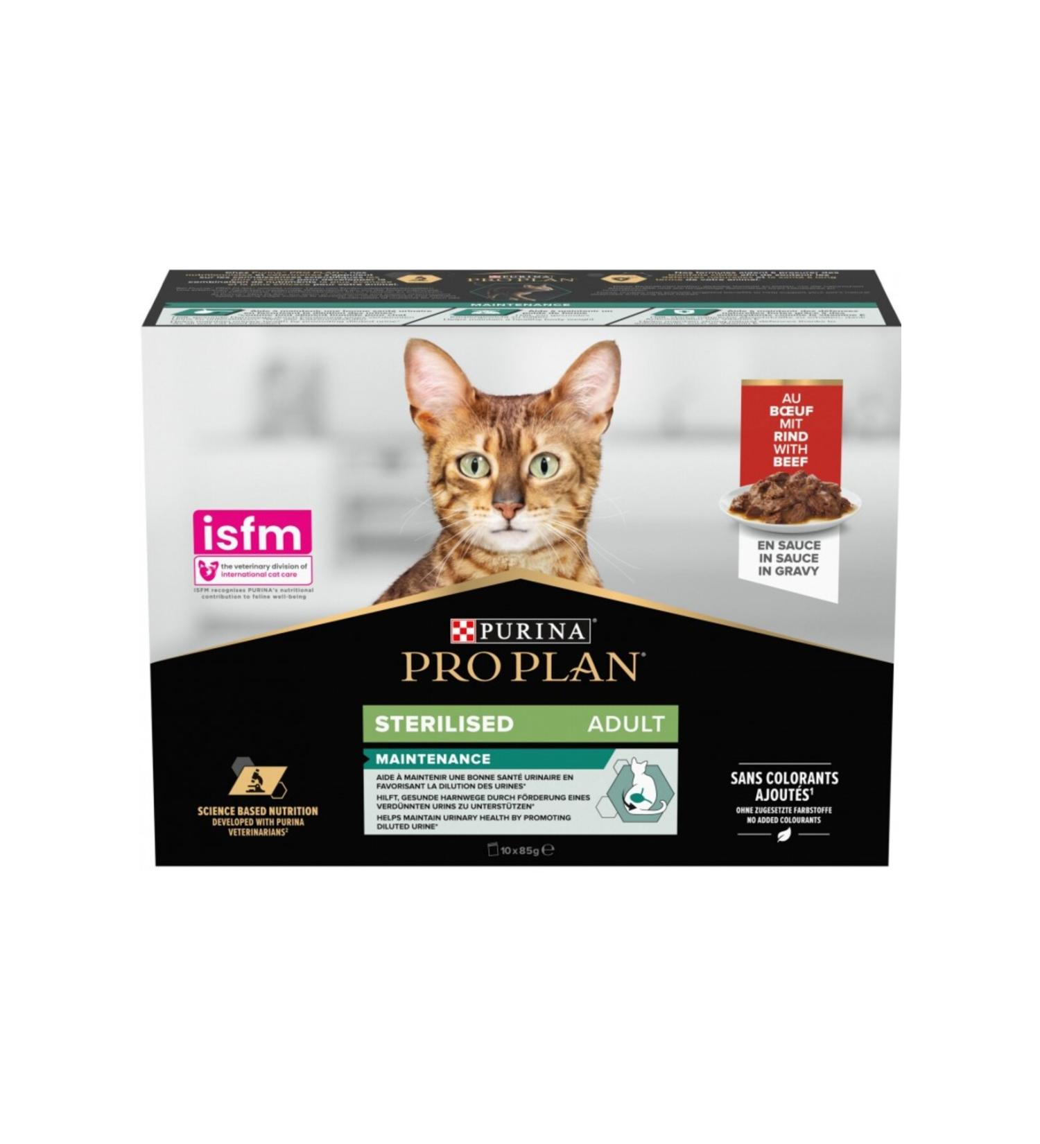 Purina Pro Plan Cat Wet Food Cattle Pouch Neutered Sterilized 10x85Gr