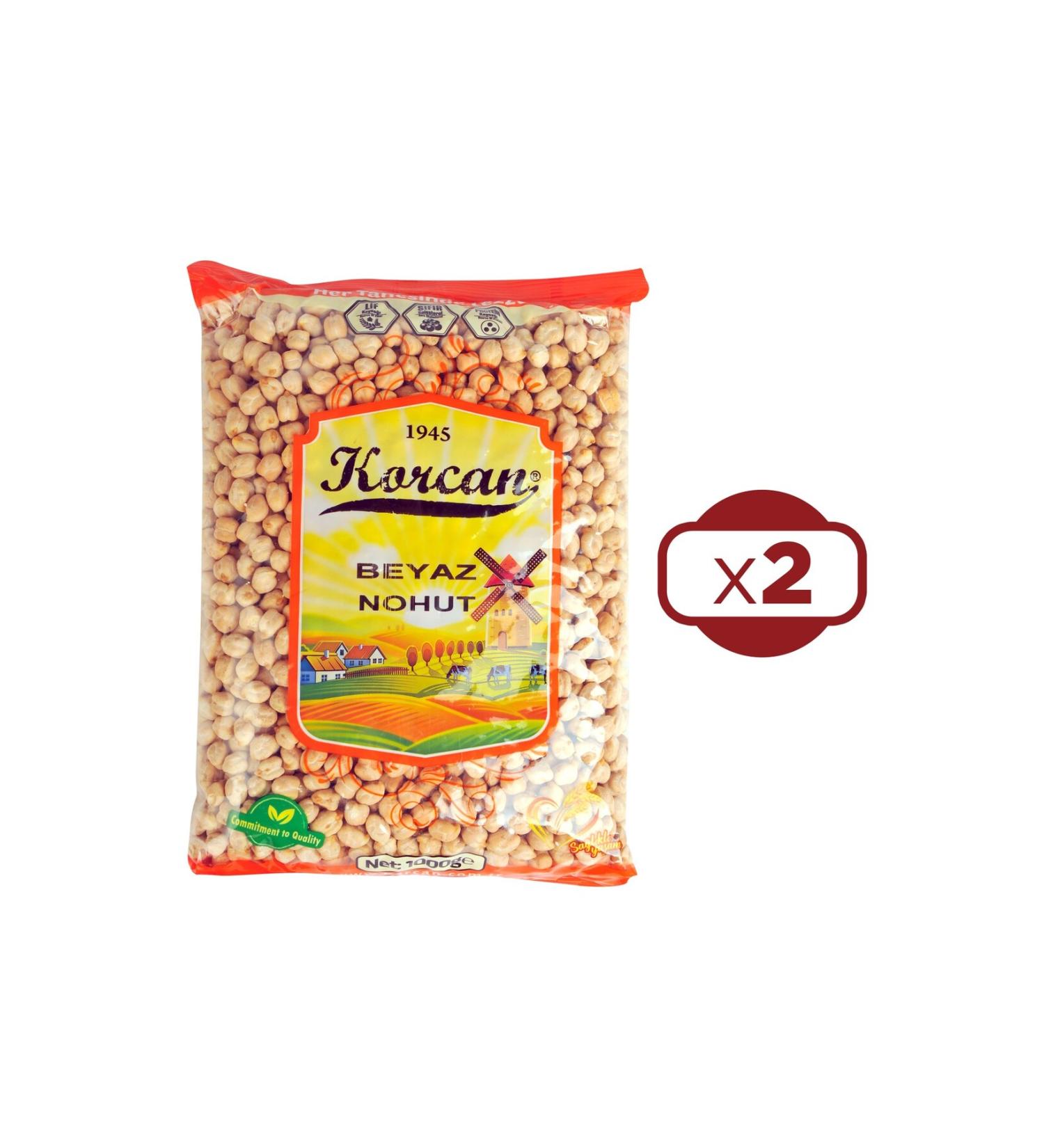korcan White Chickpeas 1 kg 8 mm x 2 Pieces