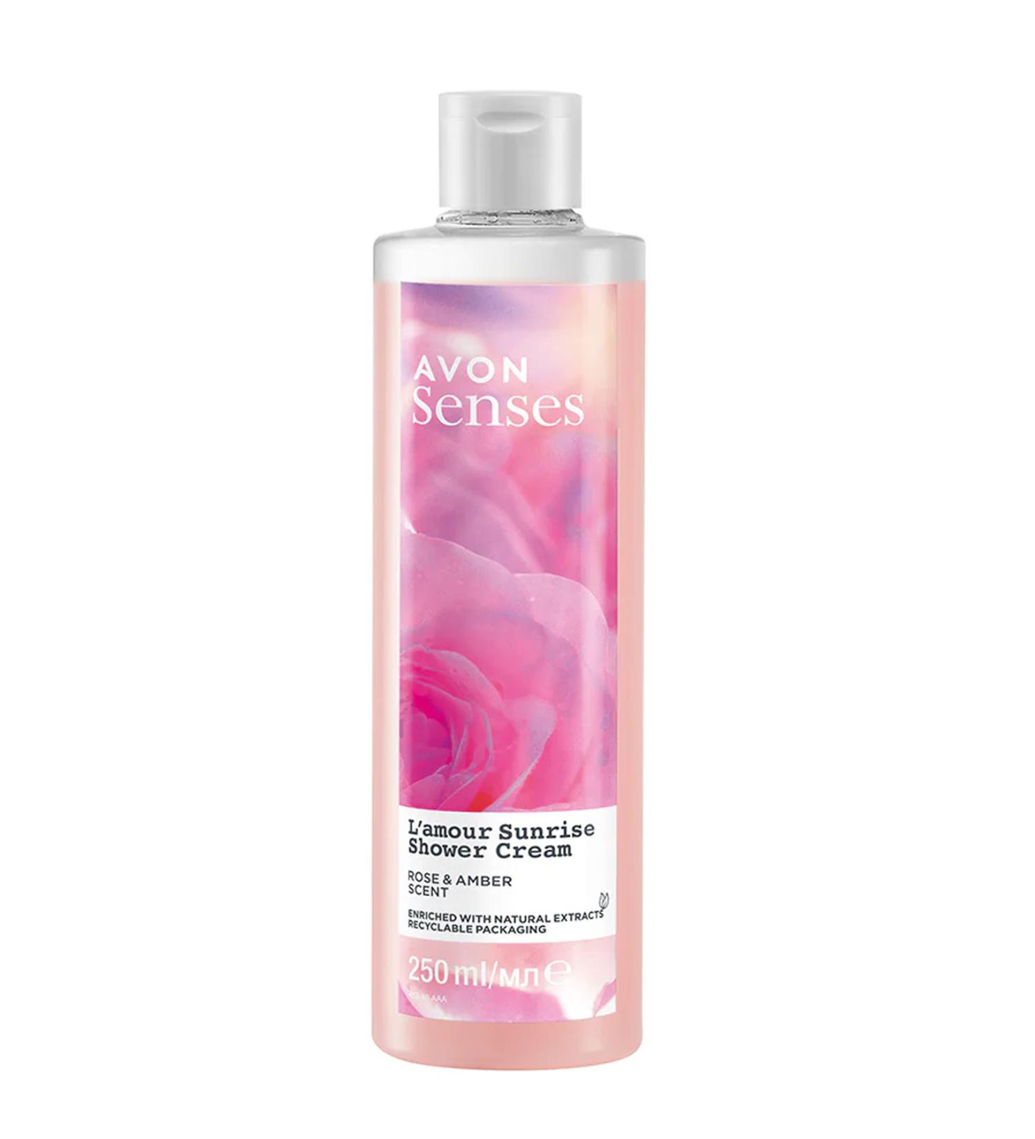 Avon Senses L'amour Sunrise Rose and Amber Scented Cream Shower Gel 250 Ml.