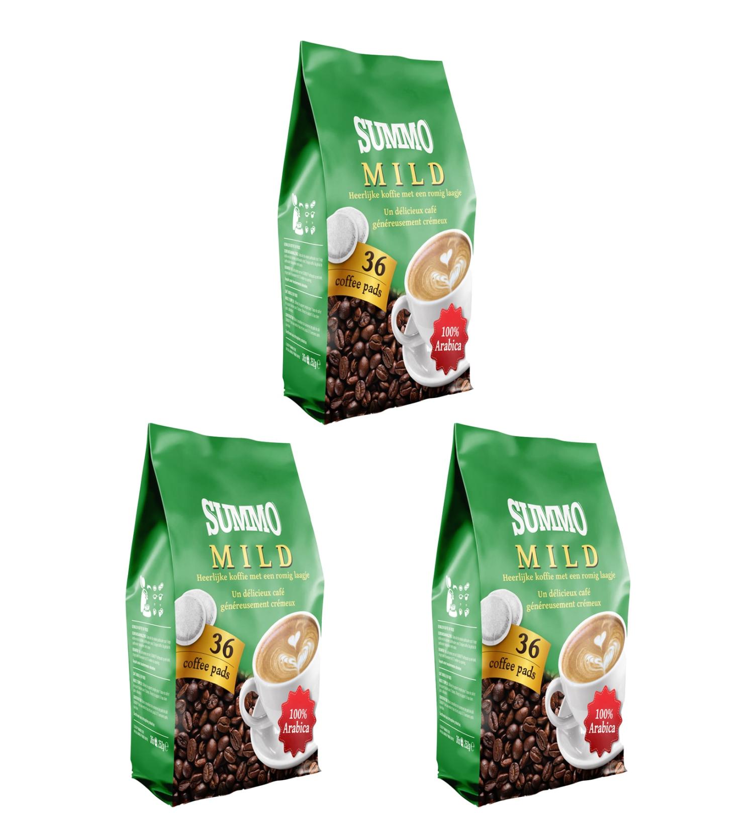 SUMMO Mild 108 Pcs Advantage Pack (36x3) Senseo Pad Coffee Pads Coffee Capsule