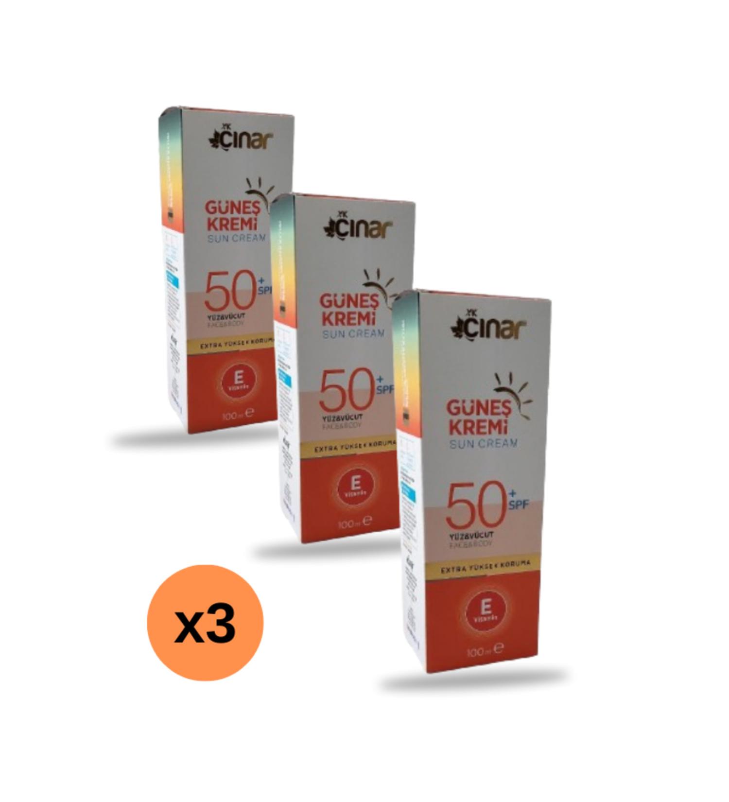 nar +50 Spf ExtraHigh UV Protection Face & Body Sun Cream Adult & Child -100ml X3