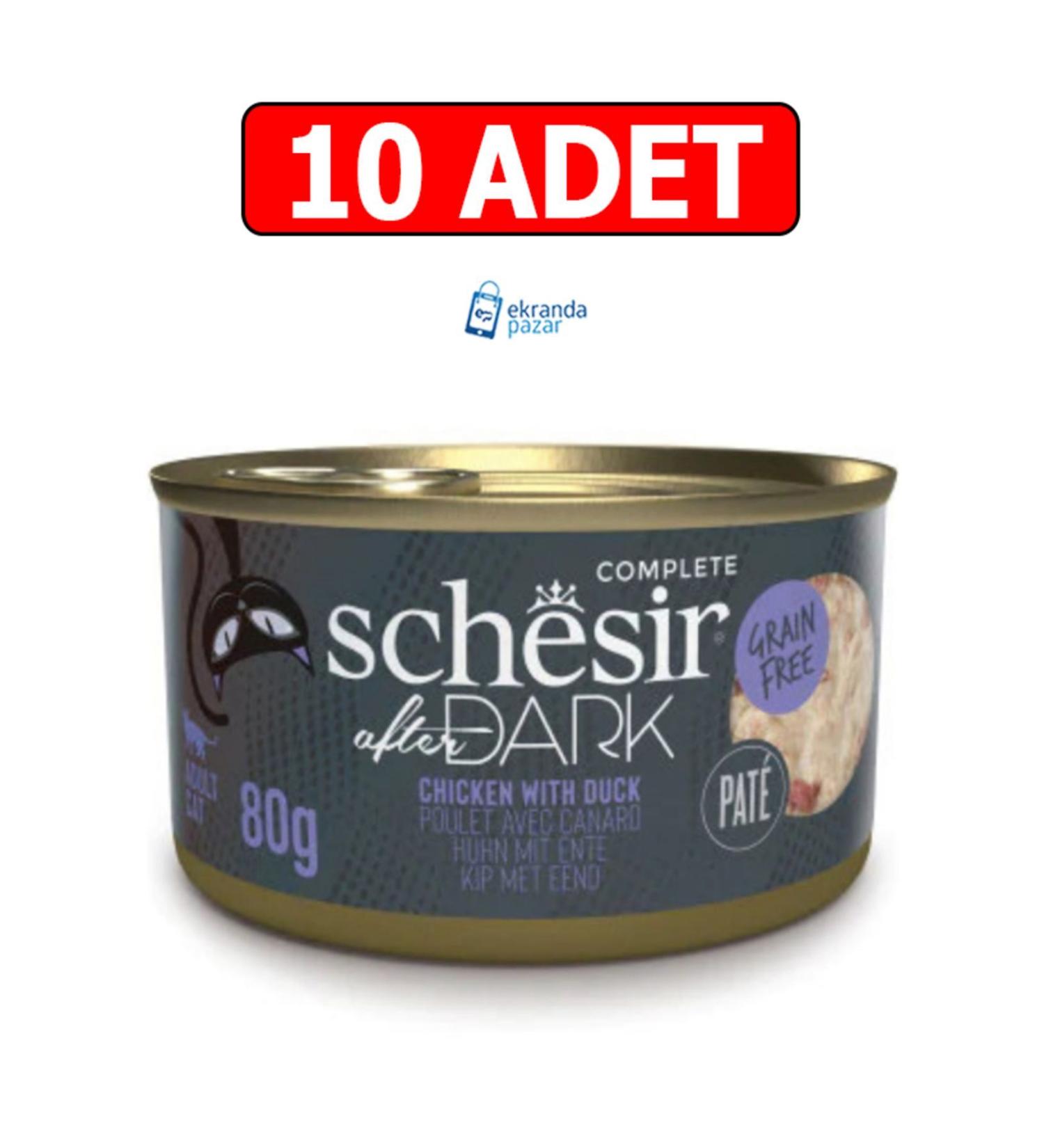 Schesir after dark grain-free pate chicken and duck cat canned food 80gr 10pcs cat wet food puree
