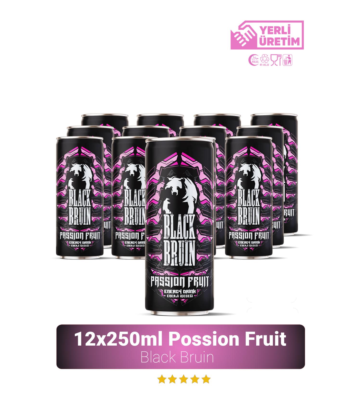 Black Bruin Passion Fruit Flavored Energy Drink 250ml x 12