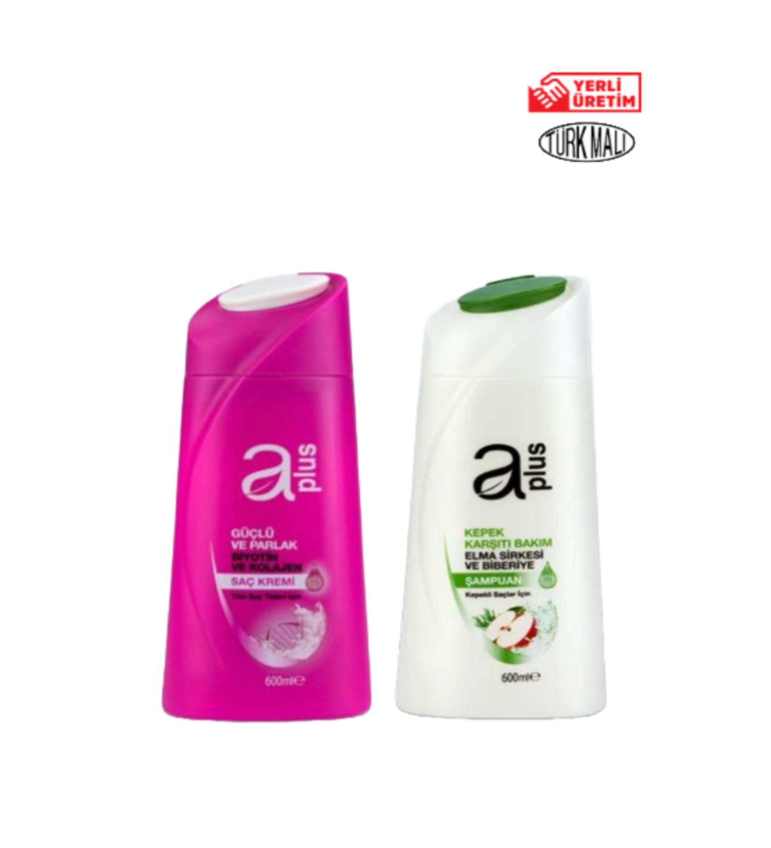 A PLUS Shampoo 600 Ml Apple Cider Vinegar & Hair Conditioner 600 Ml For All Hair Types
