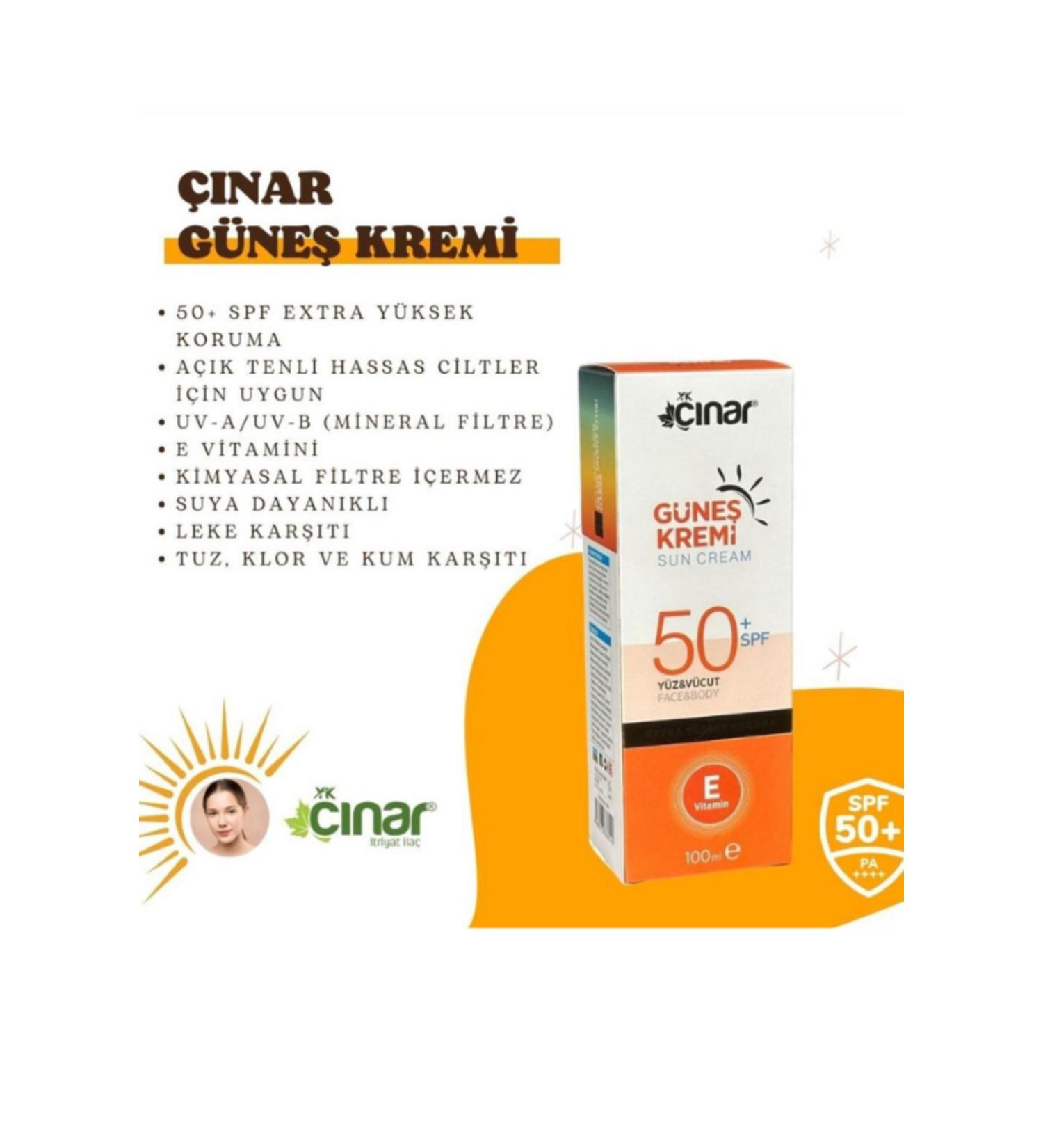 nar Chemical Filter Free +50 Spf Extra High UV Protection Face & Body Sun Cream Adult & Child -100ml