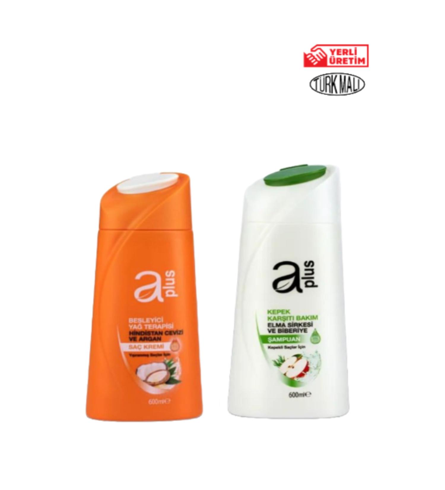 A PLUS Shampoo 600 ml Apple Cider Vinegar & Conditioner 600 ml For Damaged Hair