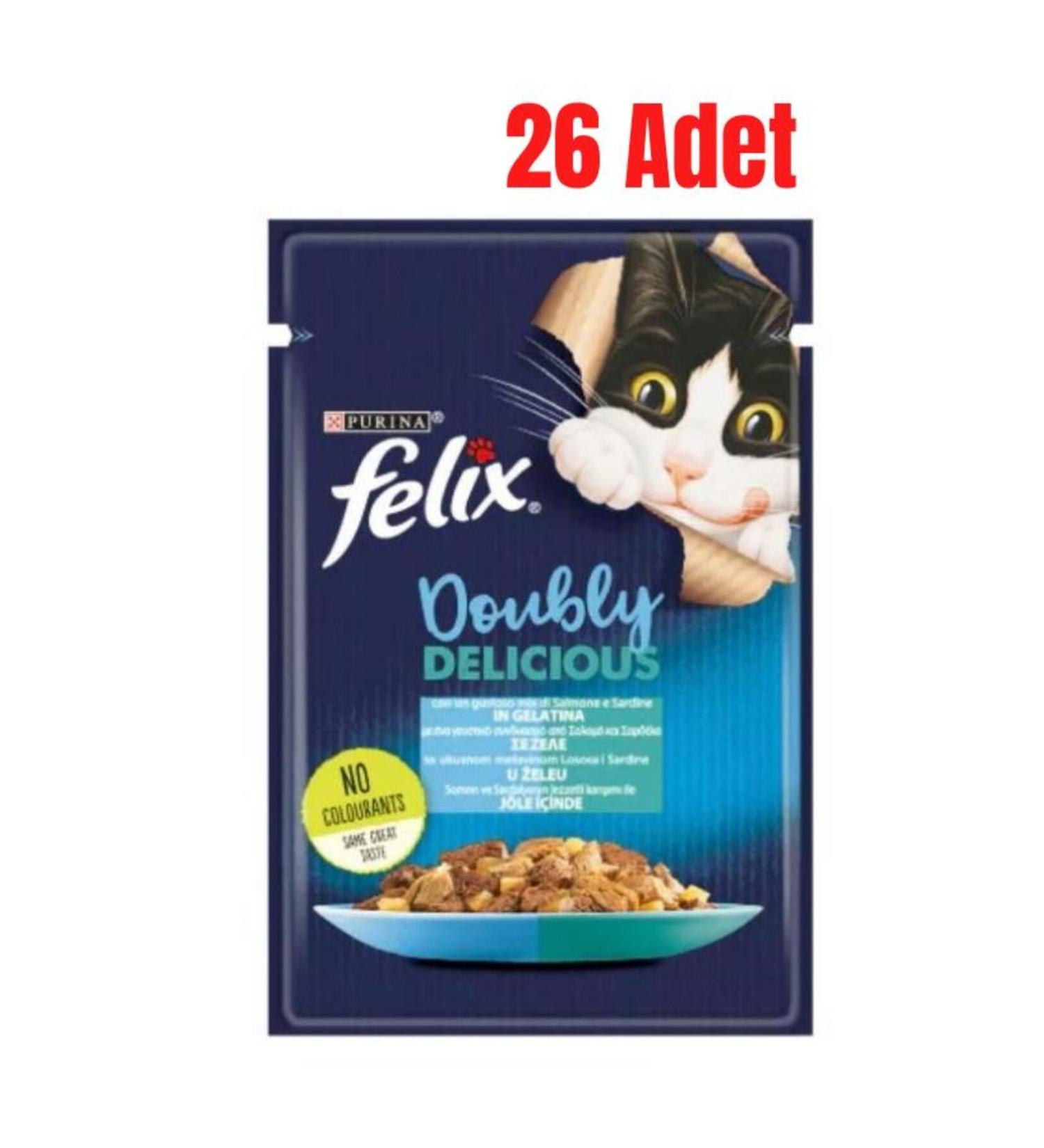 FELIX Felix Double Flavor Salmon and Sardine Adult Cat Canned Food 85 Gr x 26 Pieces