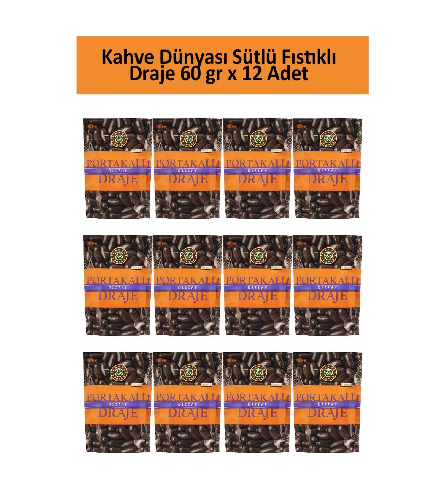 Coffee World ORANGE BITTER DRAGEE 60 GR x 12 Pieces