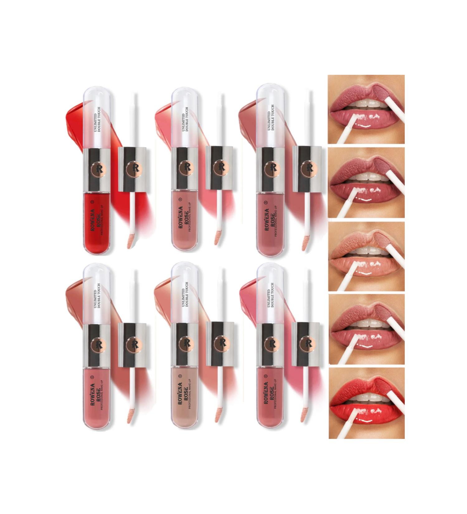 ROWENAROSE 6-Piece Matte Beauty Double-Sided Wet Lipstick and Gloss Set A Series Waterproof