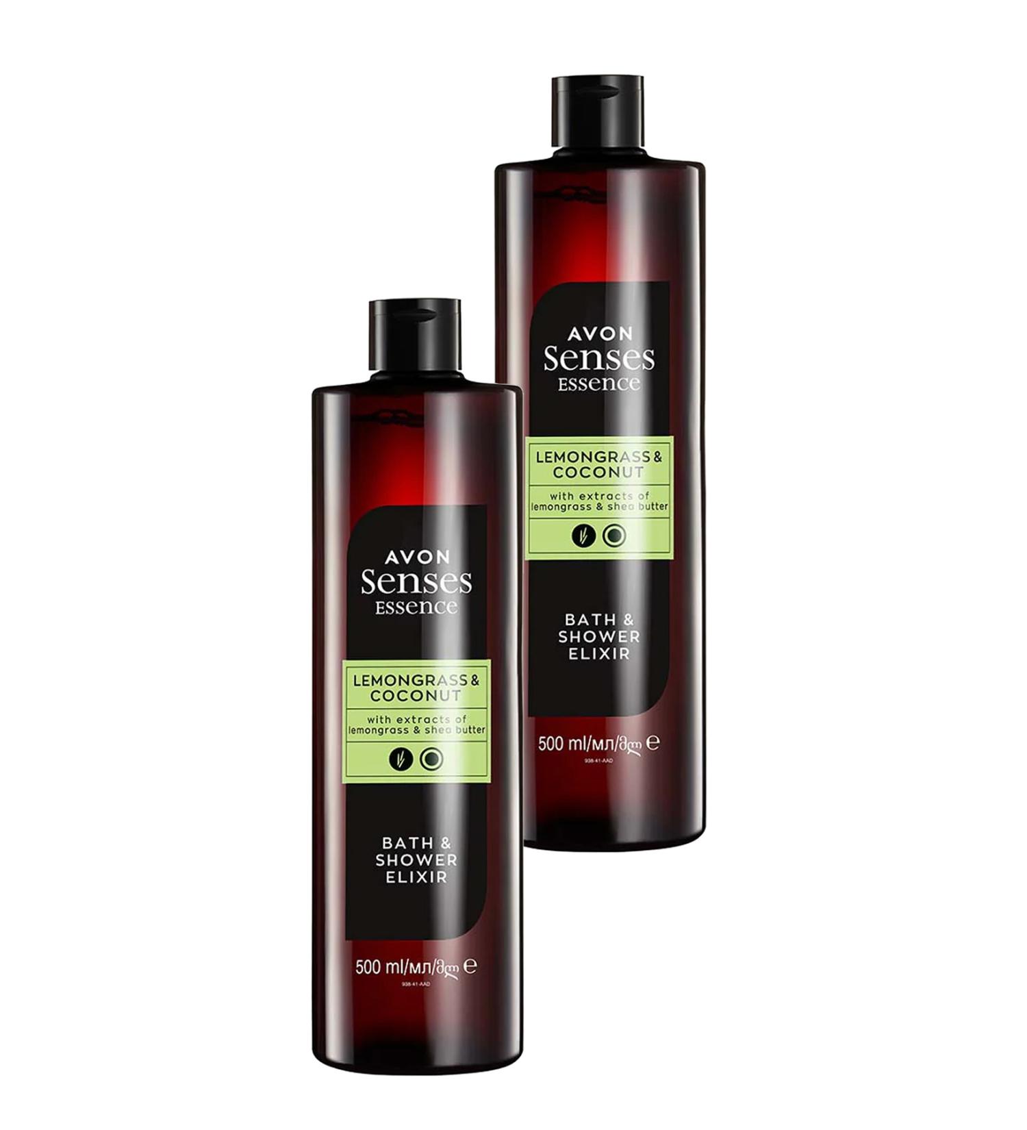 Avon Senses Essence Lemongrass and Coconut Scented Bath Shower Gel 500 Ml. Set of Two
