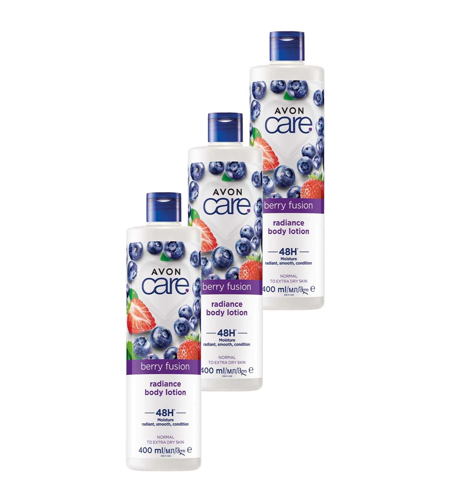 Avon Care Blueberry and Strawberry Extract Hand Face and Body Cream 400 Ml. Triple Set