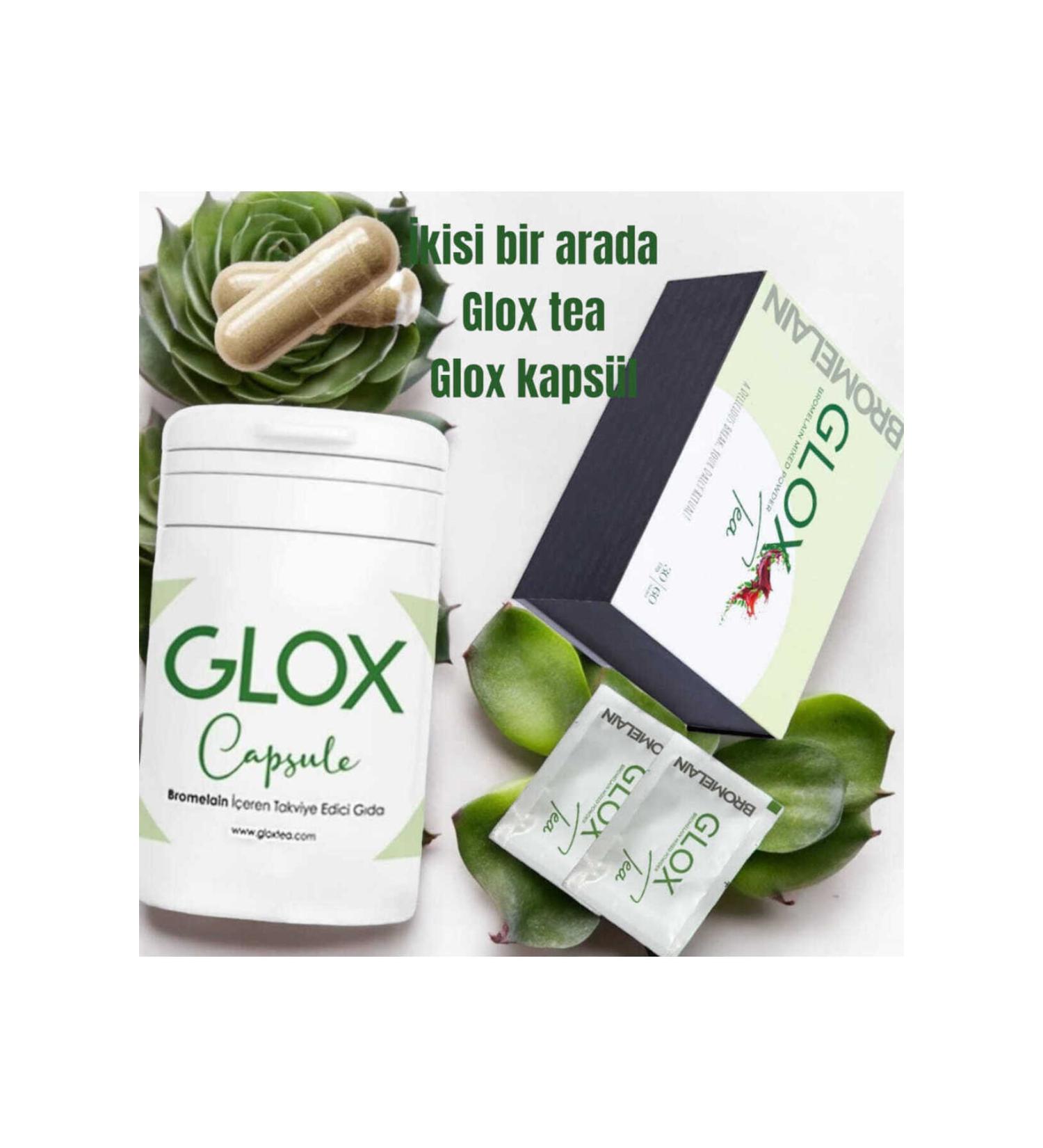 GLOX Tea Herbal Detox Tea with Bromelain Content 60 Pieces AND 30 capsules - Buy Online on GoSupps.com