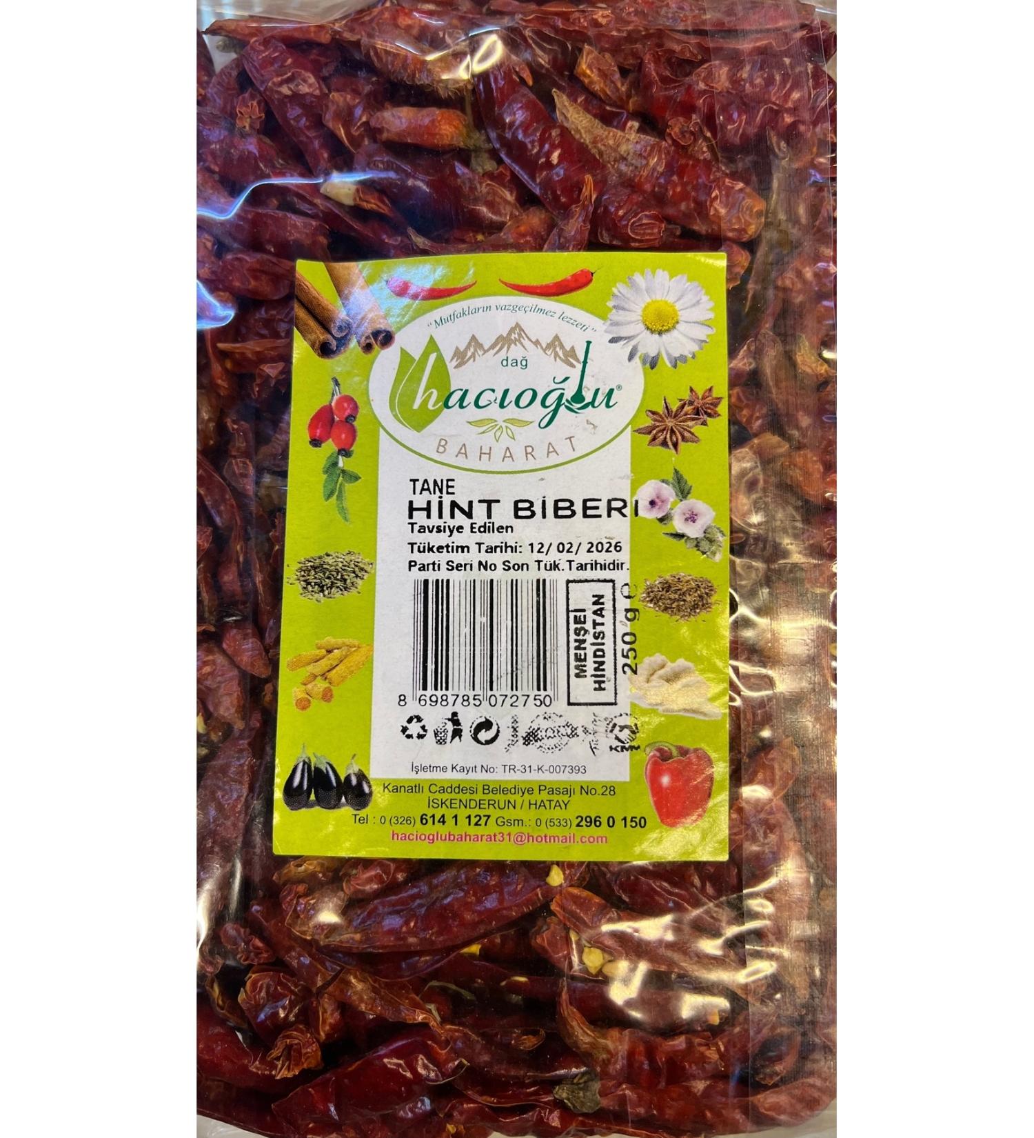 Hac o lu Spice Hatay Local Dry Grain Atom Ornamental Indian Pepper Poison Hot 250 gr - 1/4 Kg