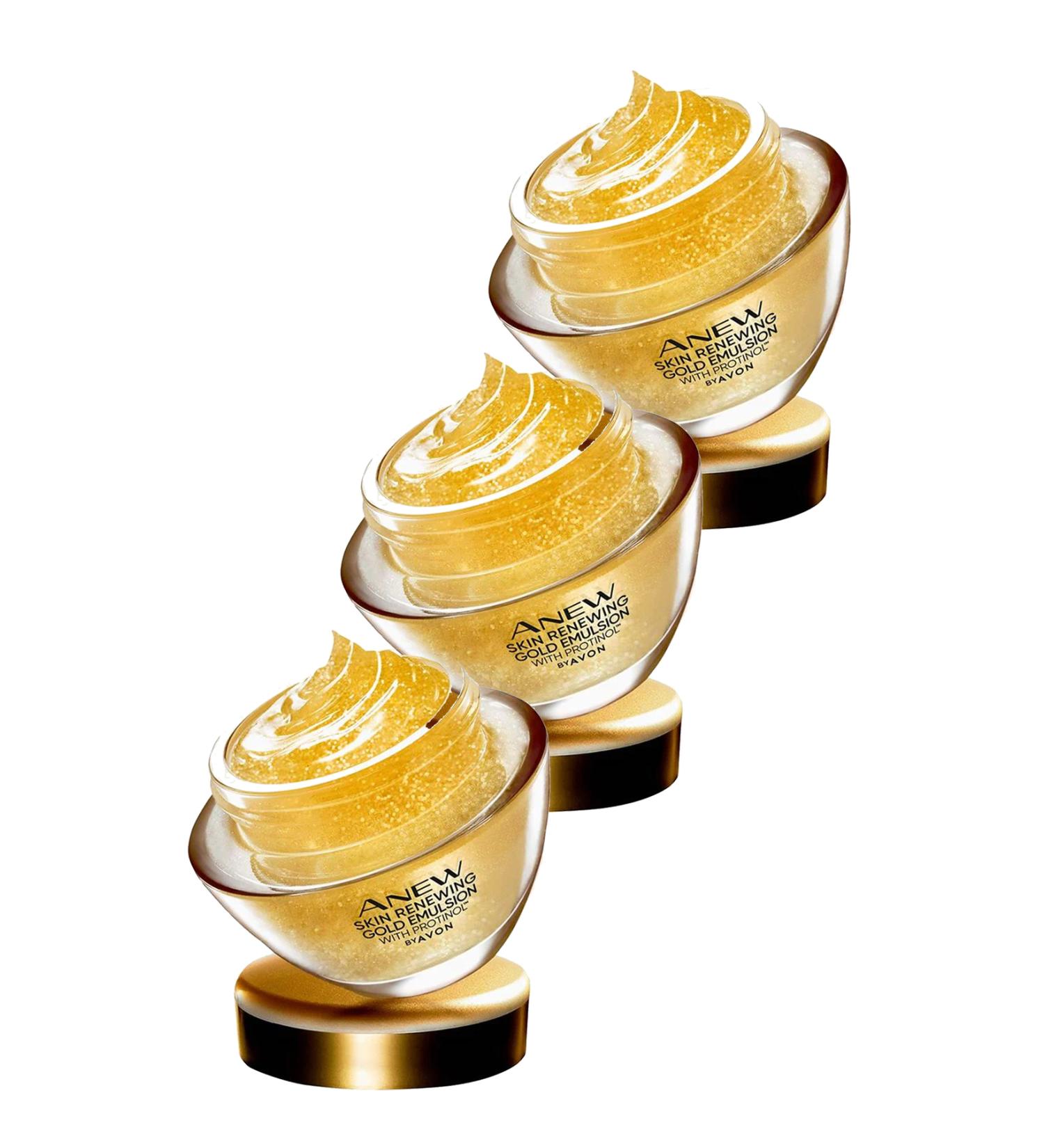 Avon Anew Skin Rejuvenating Protinol Gold Emulsion Night Face Cream 50 Ml. Triple Set