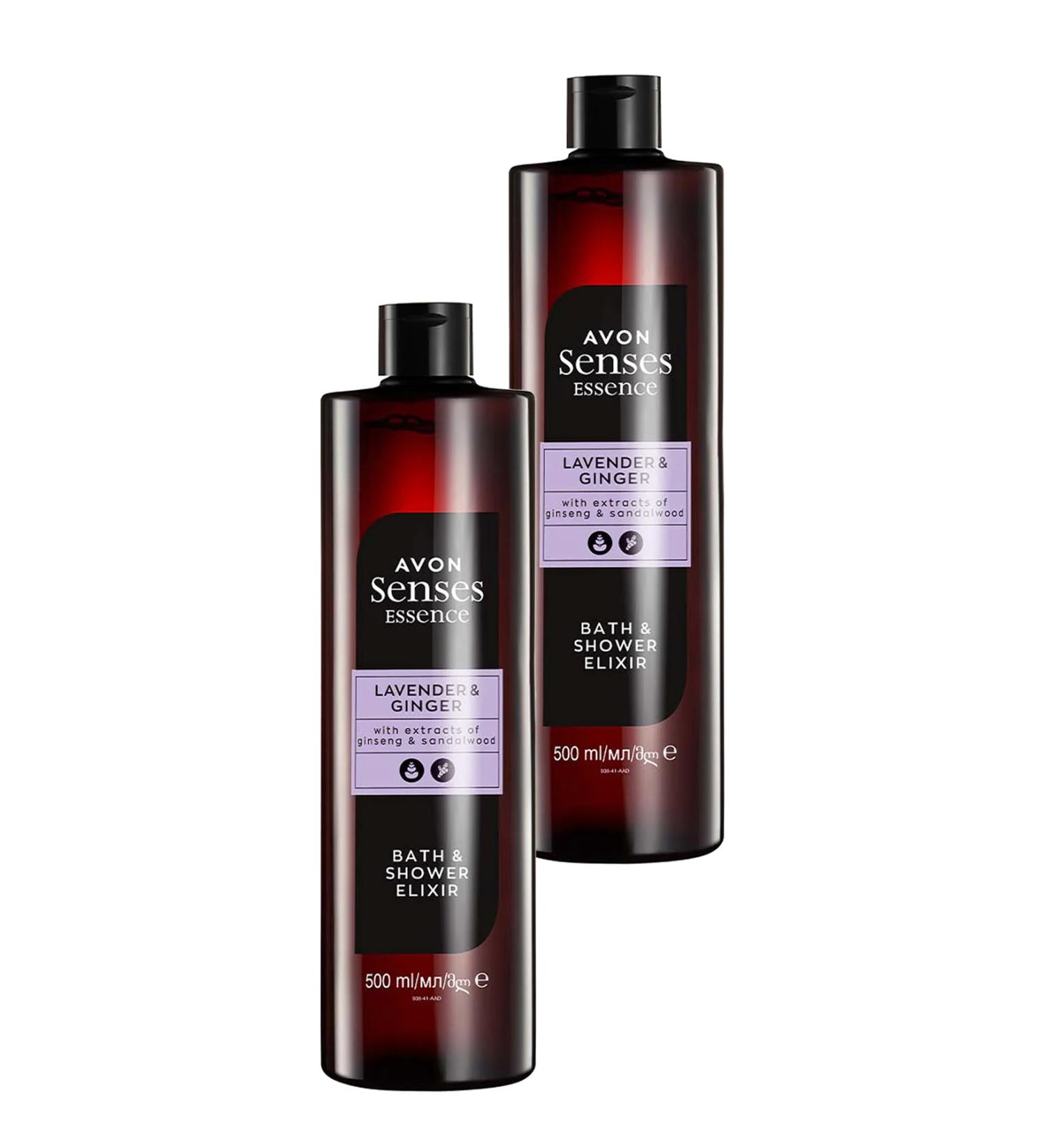 Avon Senses Essence Lavender and Ginger Scented Bath Shower Gel 500 Ml. Set of Two
