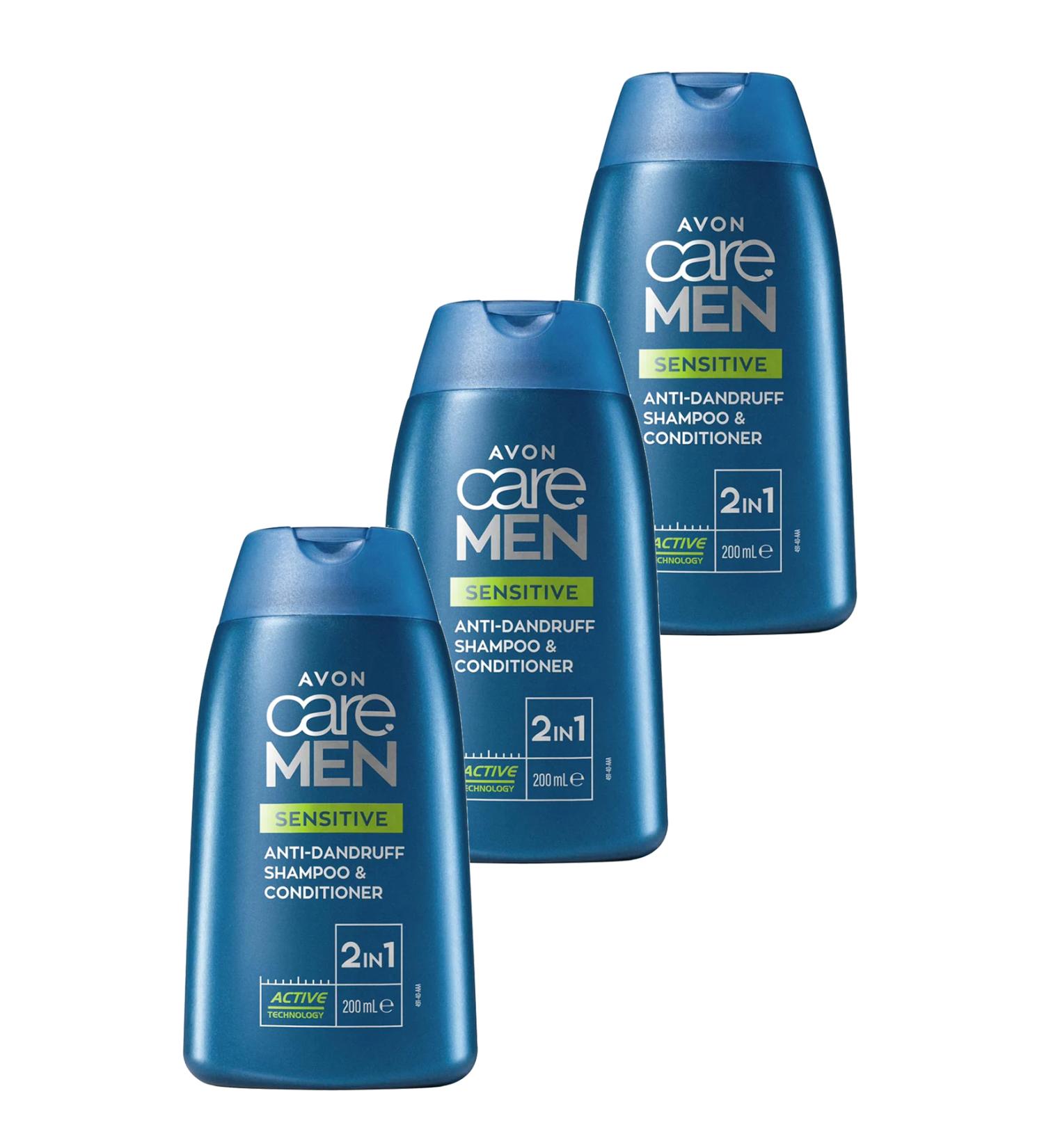 Avon Care Men Sensitive 2 in 1 Anti-Dandruff Shampoo and Conditioner 200 Ml. Triple Set