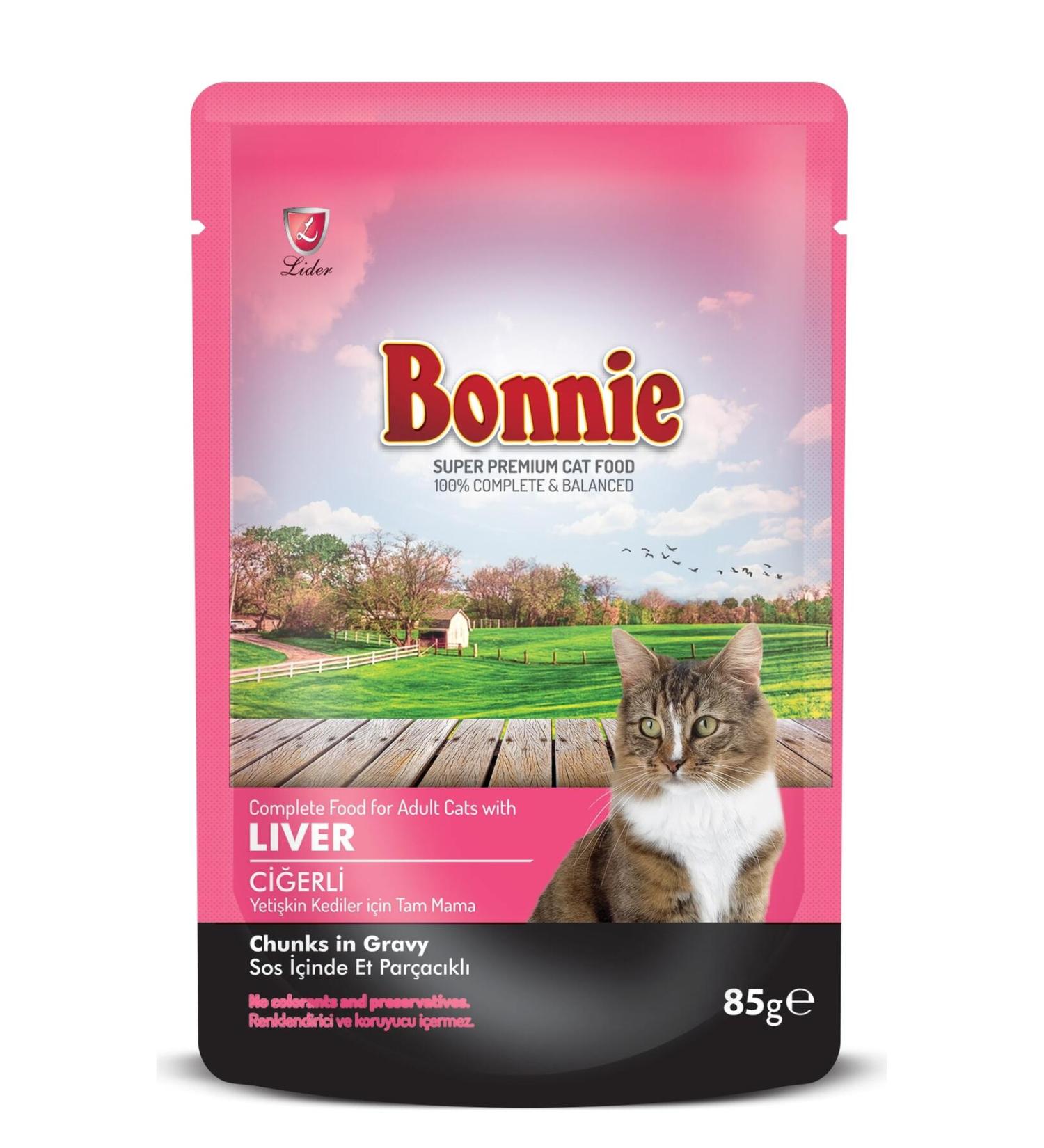 Bonnie Lamb & Liver Pouch Adult Cat Food 85 Gr x 6 Pieces