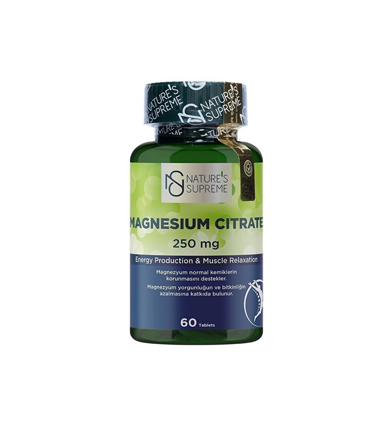 Natures Supreme Magnesium Citrate 250 Mg 60 Tablets - Buy Online on GoSupps.com