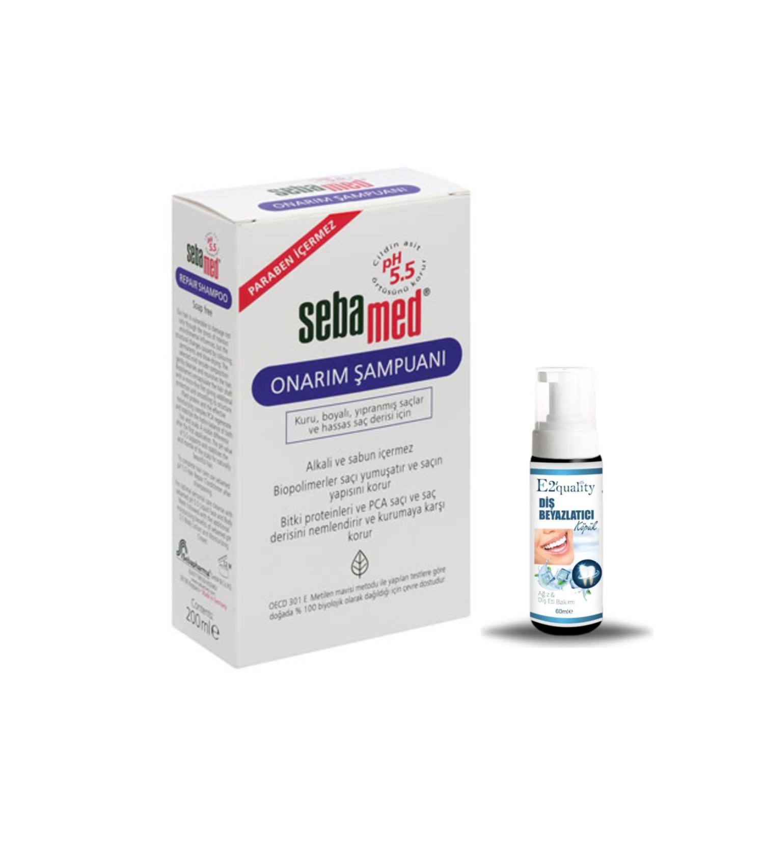 Sebamed Repair 200 ml Repair Dry and Damaged Hair Shampoo + Gift Teeth Whitening Foam