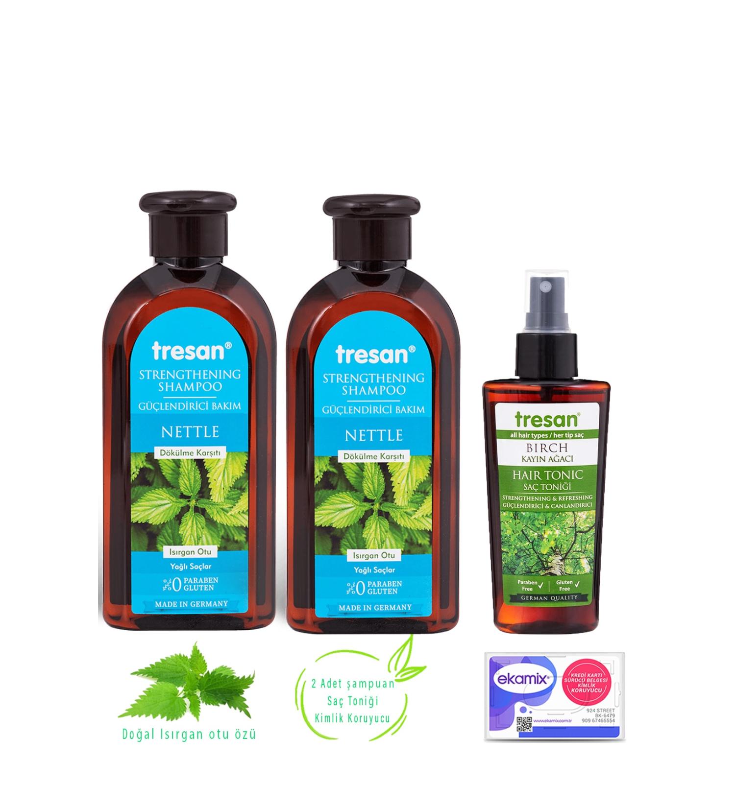 Tresan Nettle Shampoo for Oily Hair 300 Ml 2 Pieces Revitalizing Hair Tonic