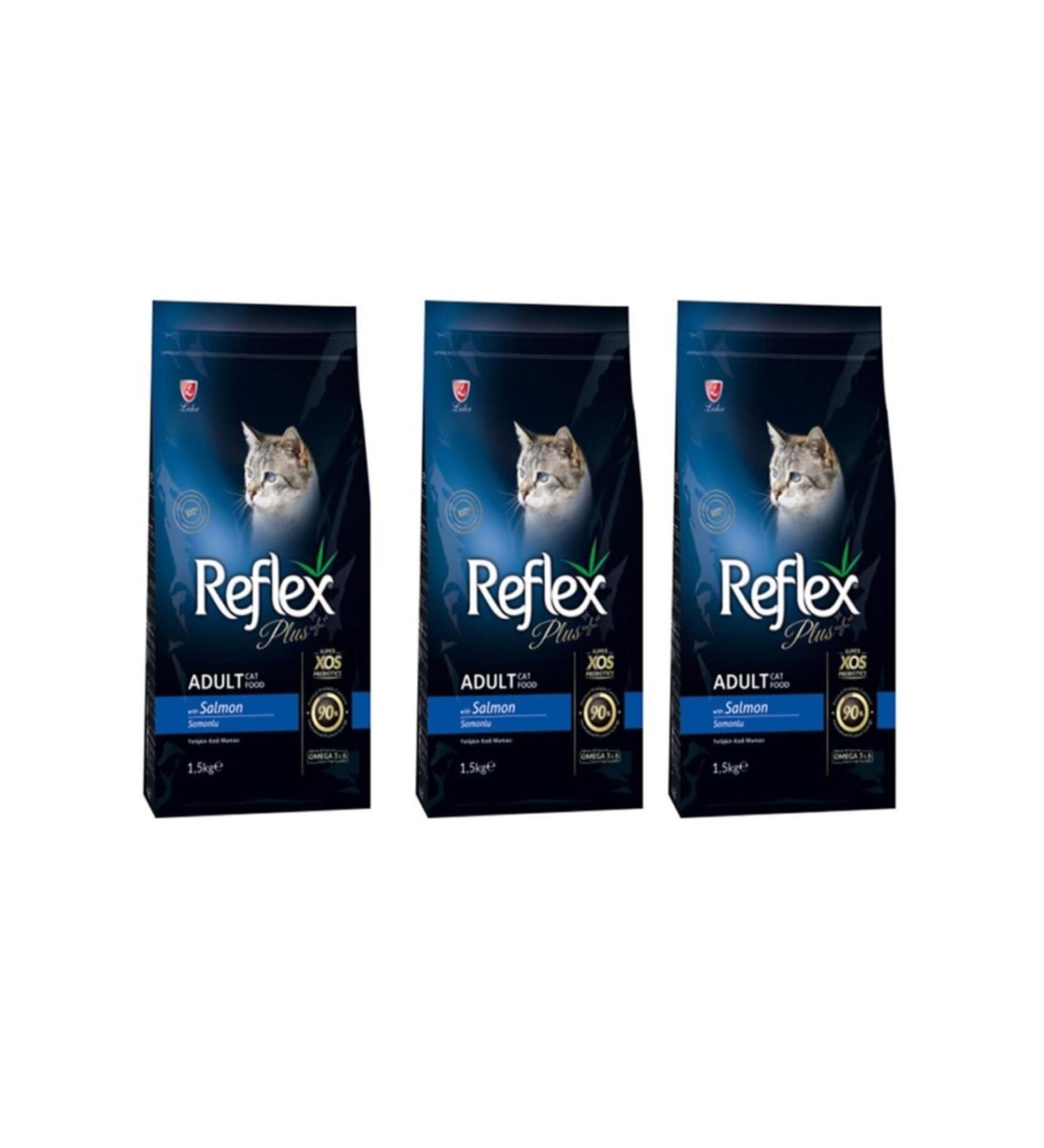 Reflex Plus Adult Cat Food with Salmon 1.5 Kg Set of 3