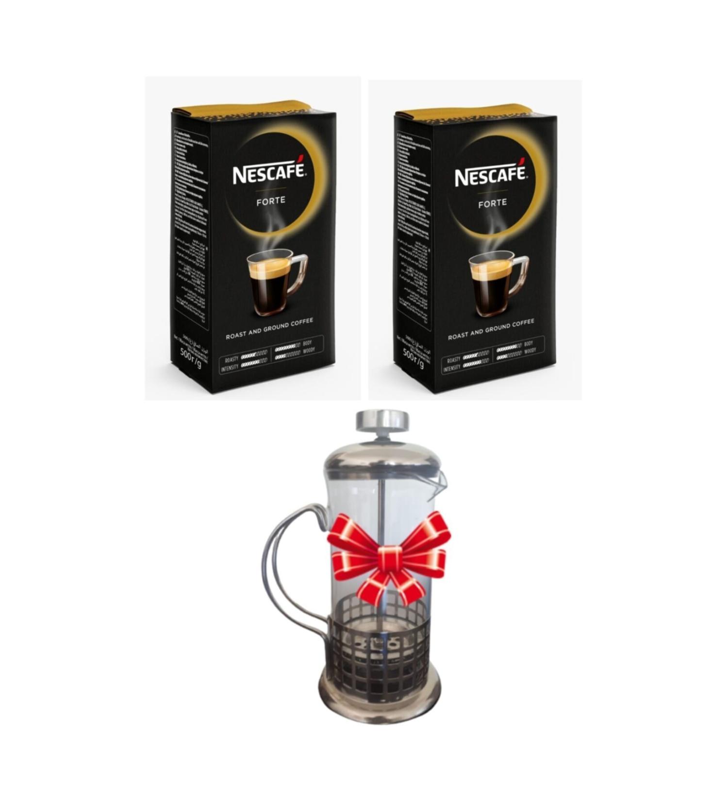 Nestle Forte Filter Coffee 500 Gr 2 Pieces + French Press