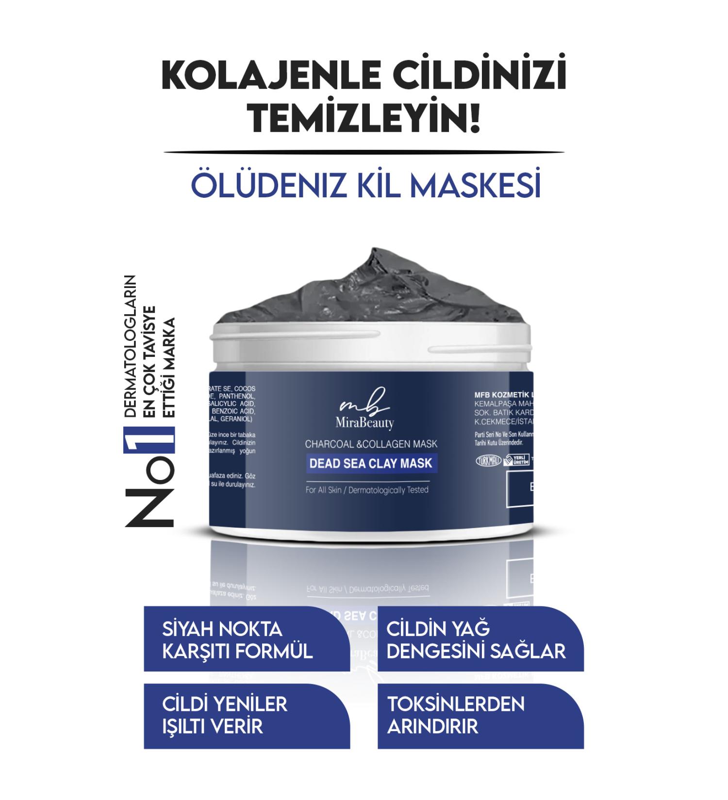 mira cosmetics Collagen Dead Sea Clay Mask Stain Acne and Blackhead Remover 150 gr