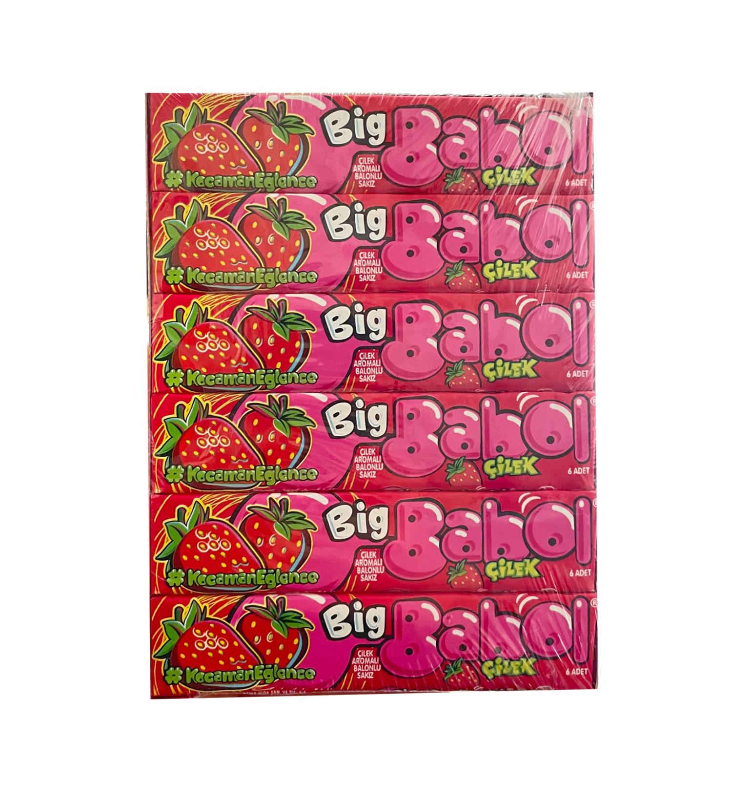 Big Babol Strawberry Flavored Gum 6 Pack 25 gr 18 Pack