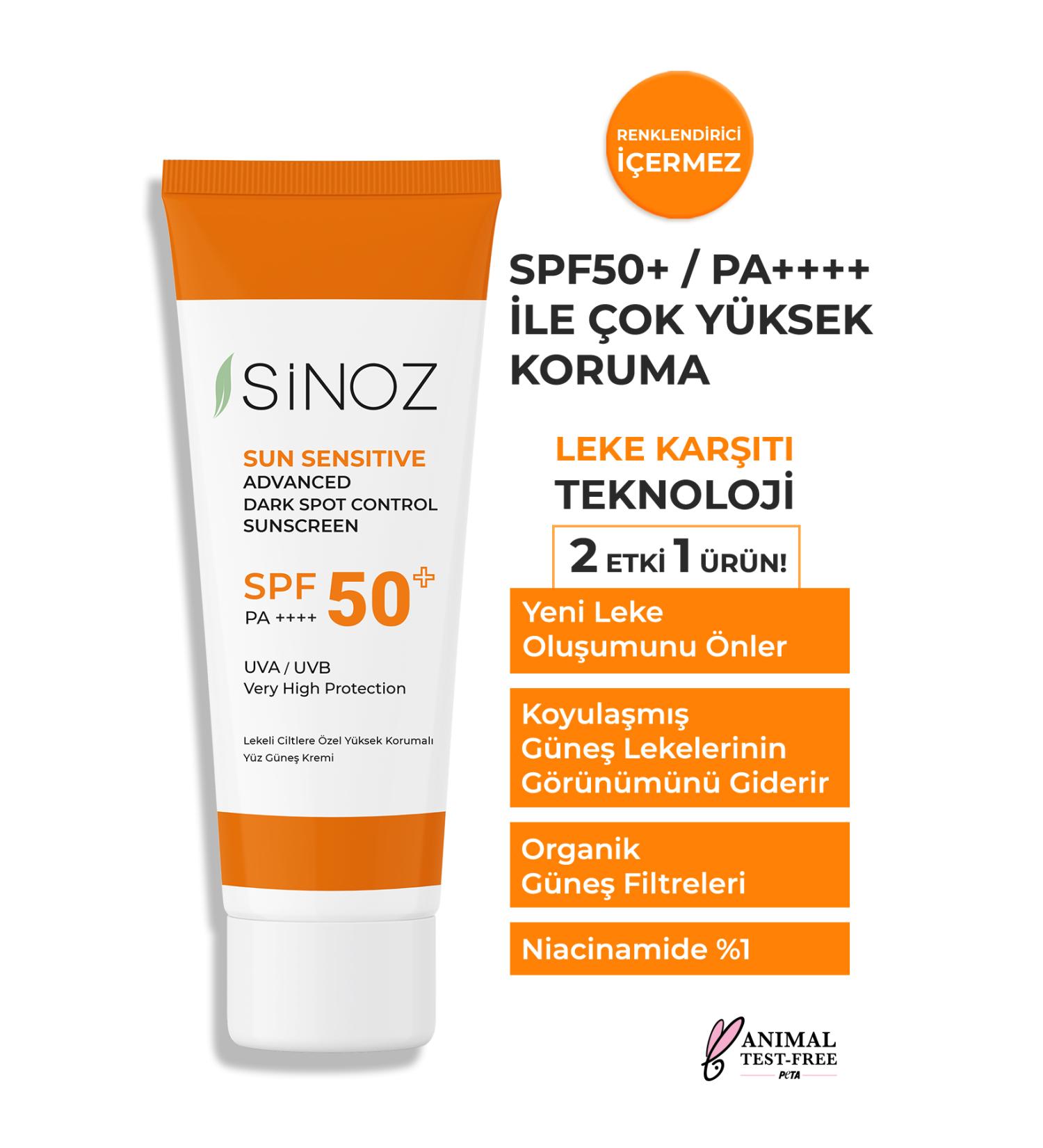 Sinoz Spf 50 Anti-Spot Brightening Effective High Protection Niacinamide Face Sun Cream 50 ml - Buy Online on GoSupps.com