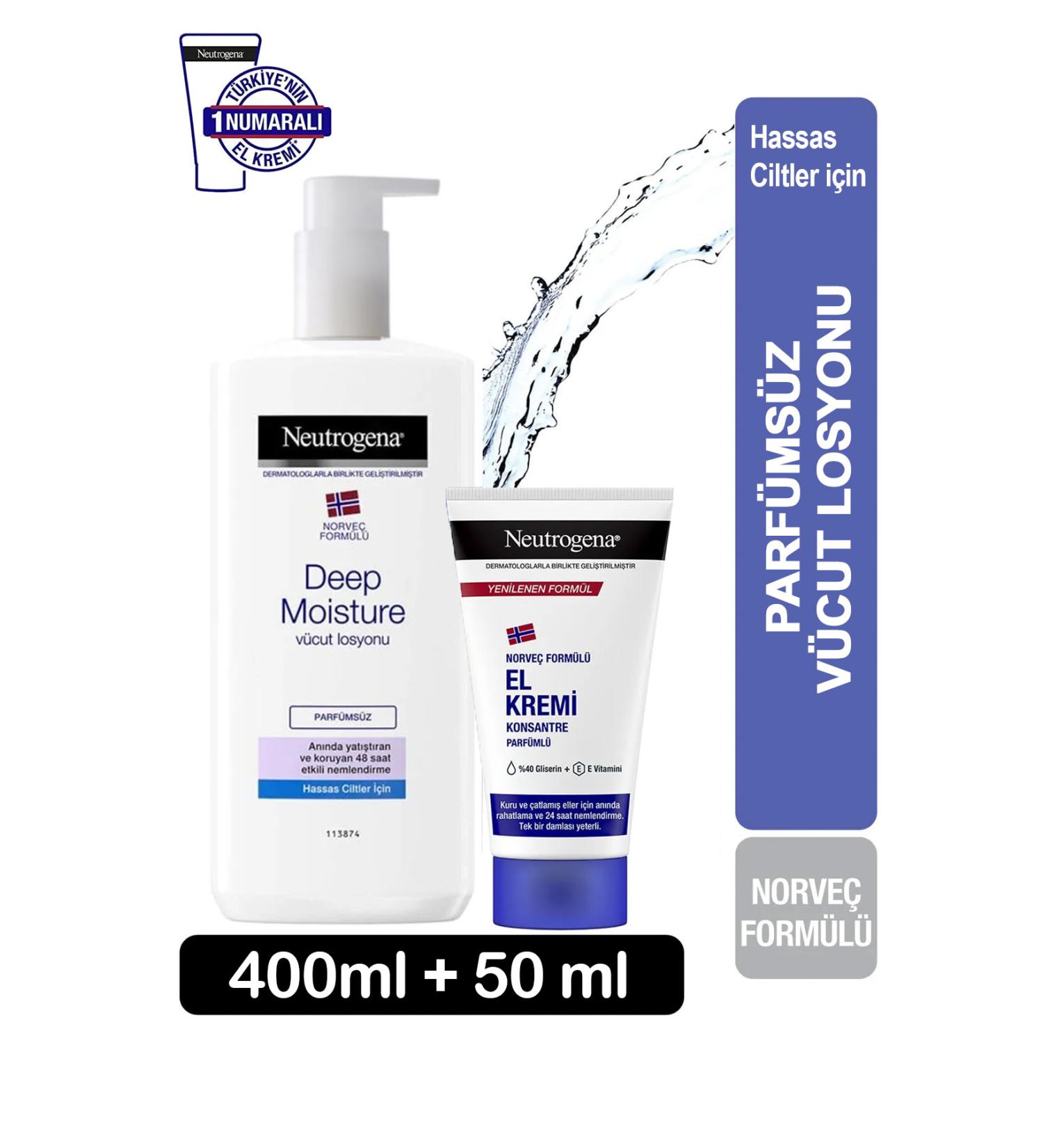 Neutrogena Sensitive Skin Body Lotion Deep Moisture Unscented 400 Ml + 50 Ml - Buy Online on GoSupps.com