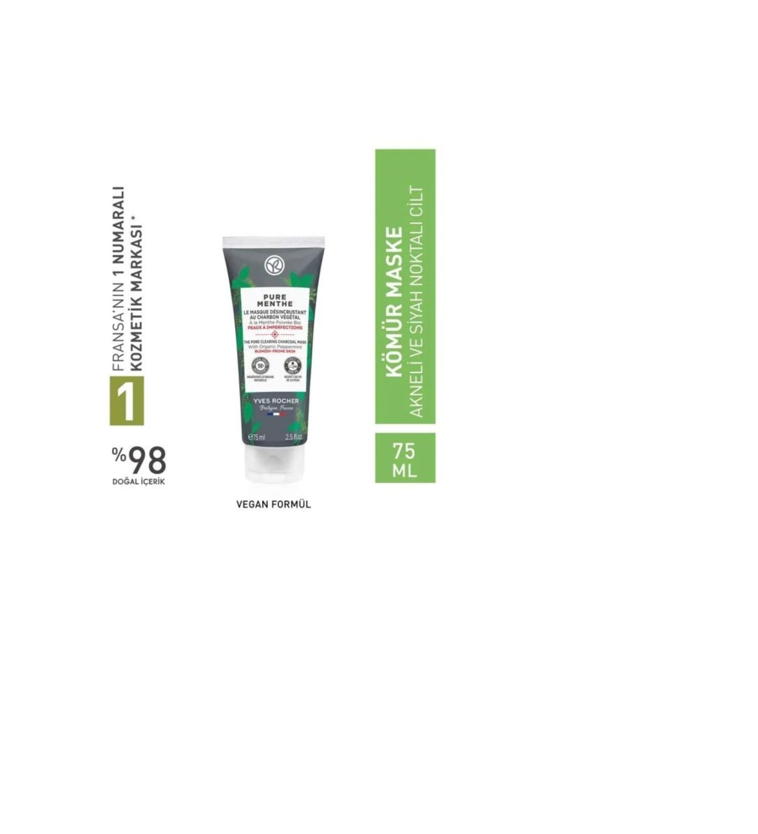 Yves Rocher Charcoal Mask / Deep Pore Purifying and Anti-Blackhead 75 ml - Buy Online on GoSupps.com