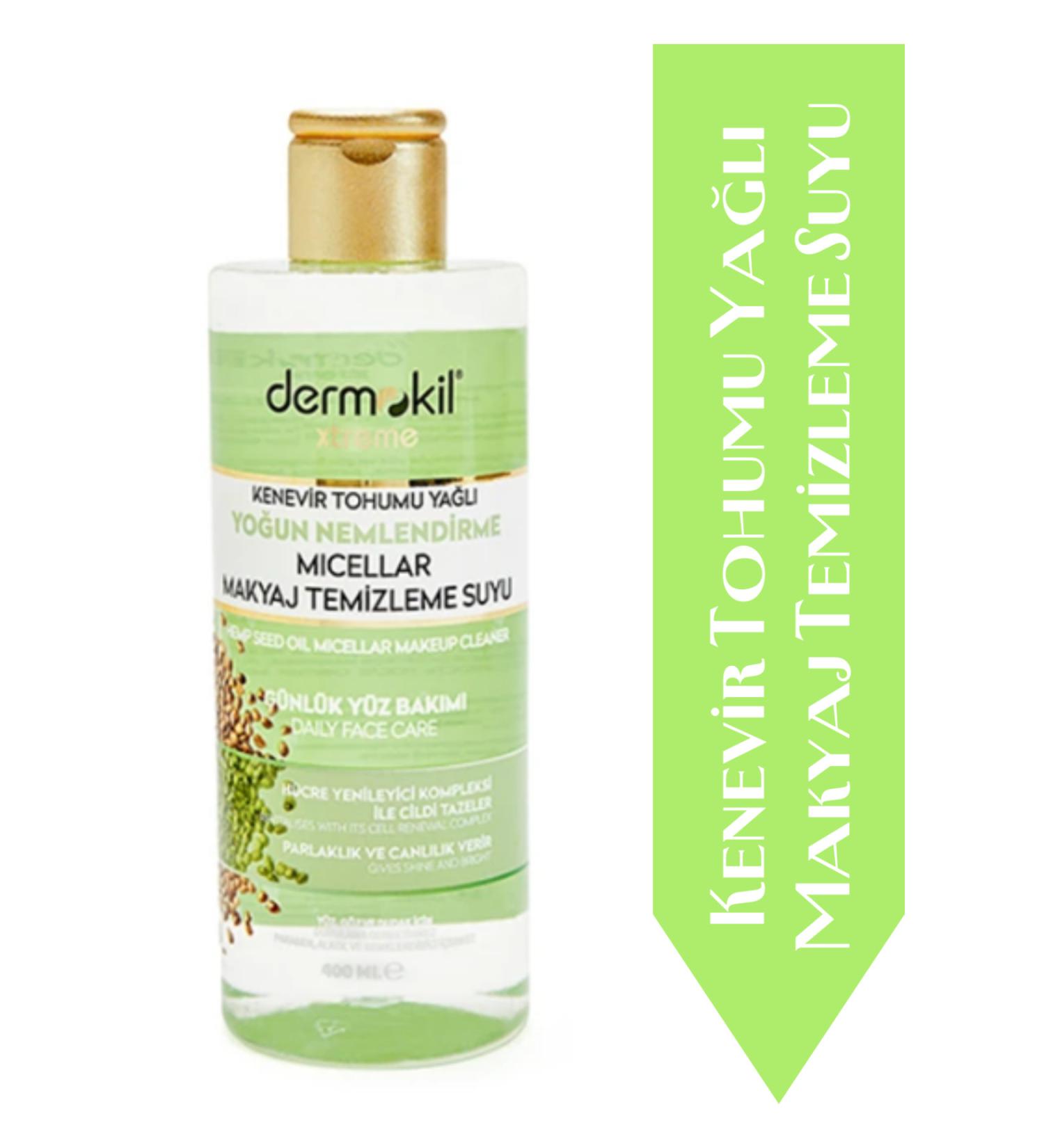 Dermokil Hemp Seed Oil Intensive Moisturizing Micellar Make-Up Remover Water 400 ml