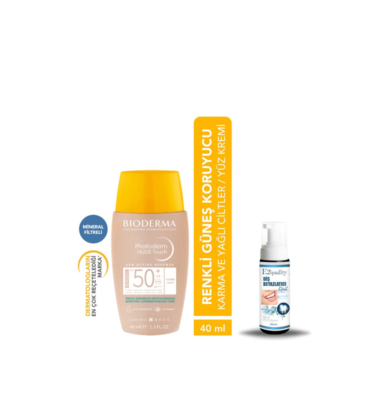 Bioderma Photoderm Nude Touch Light SPF50+ 40 ml + Teeth Whitening Foam