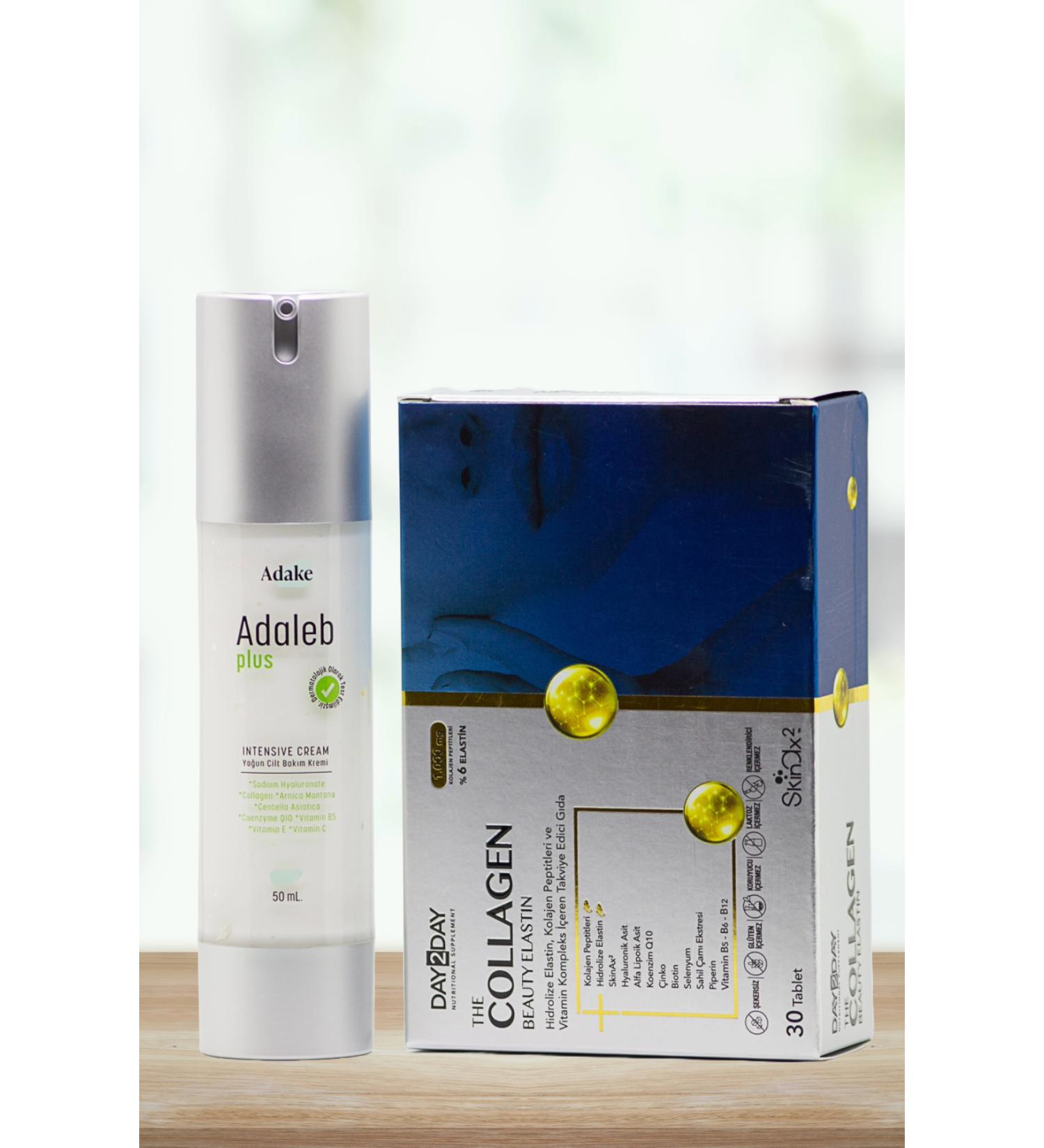 DAY2DAY The Collagen Beauty Elastin 1000 mg 30 tb-Adaleb Plus Intensive Skin Care Cream 50 ml