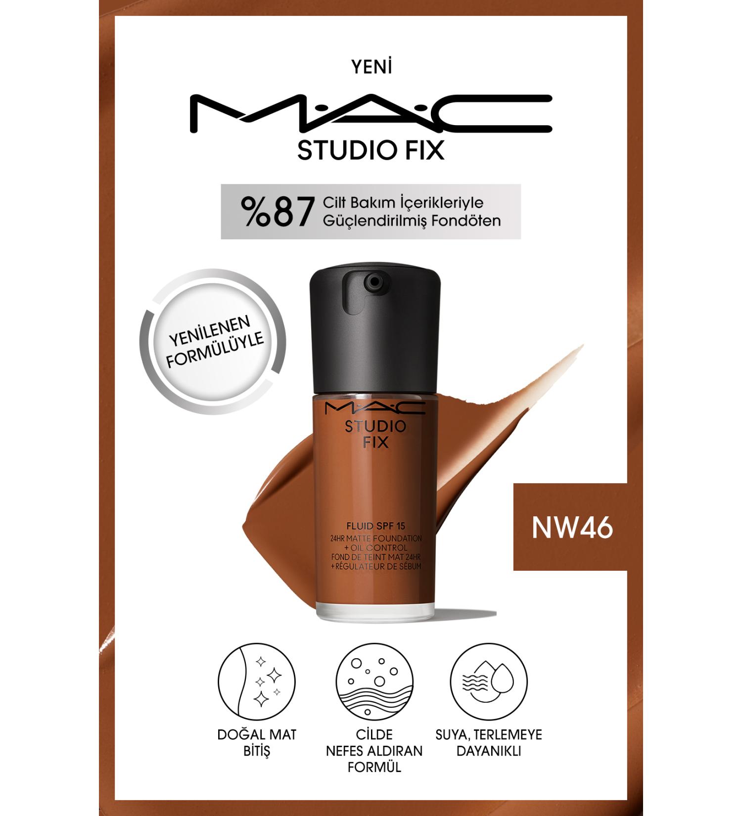 Mac 24 Hour Lasting Matte Foundation - Studio Fix Fluid Spf15 - Color: Nw46 - 30ml - Buy Online on GoSupps.com