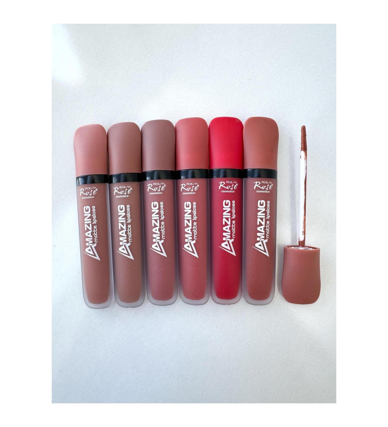 Roesia Rose Cosmetics Rose Amazing Matte 6-Piece Lipstick Series & Lip Gloss