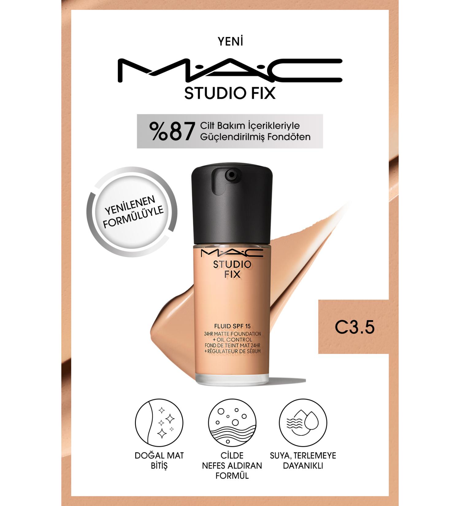 Mac 24 Hour Lasting Matte Foundation - Studio Fix Fluid Spf15 - Color: C3.5 - 30ml - Buy Online on GoSupps.com