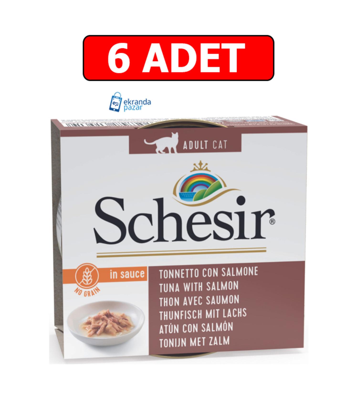 Schesir Grain-free Tuna and Salmon Cat Wet Food 70gr 6pcs Cat Canned Wet Food