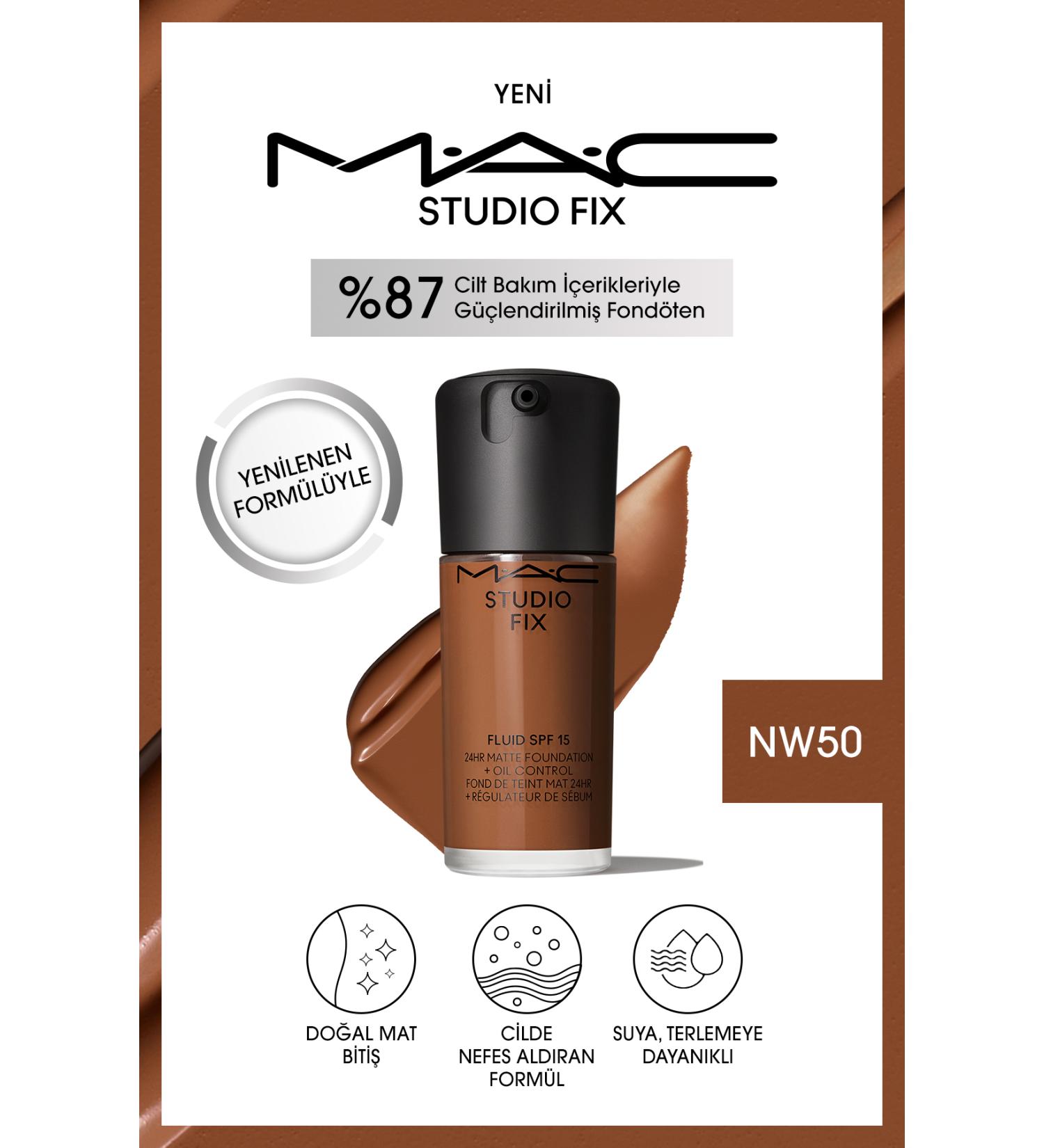 Mac 24 Hour Lasting Matte Foundation - Studio Fix Fluid Spf15 - Color: Nw50 - 30ml - Buy Online on GoSupps.com