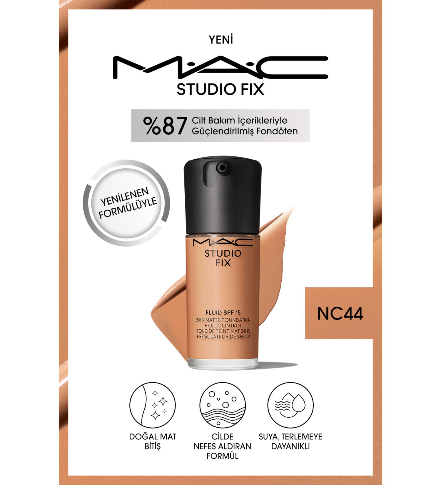 Mac 24 Hour Lasting Matte Foundation - Studio Fix Fluid Spf15 - Color: Nc44 - 30ml - Buy Online on GoSupps.com